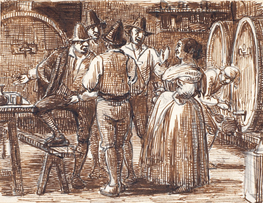 A depiction of a wine tasting in a cellar by Wilhelm Marstrand.