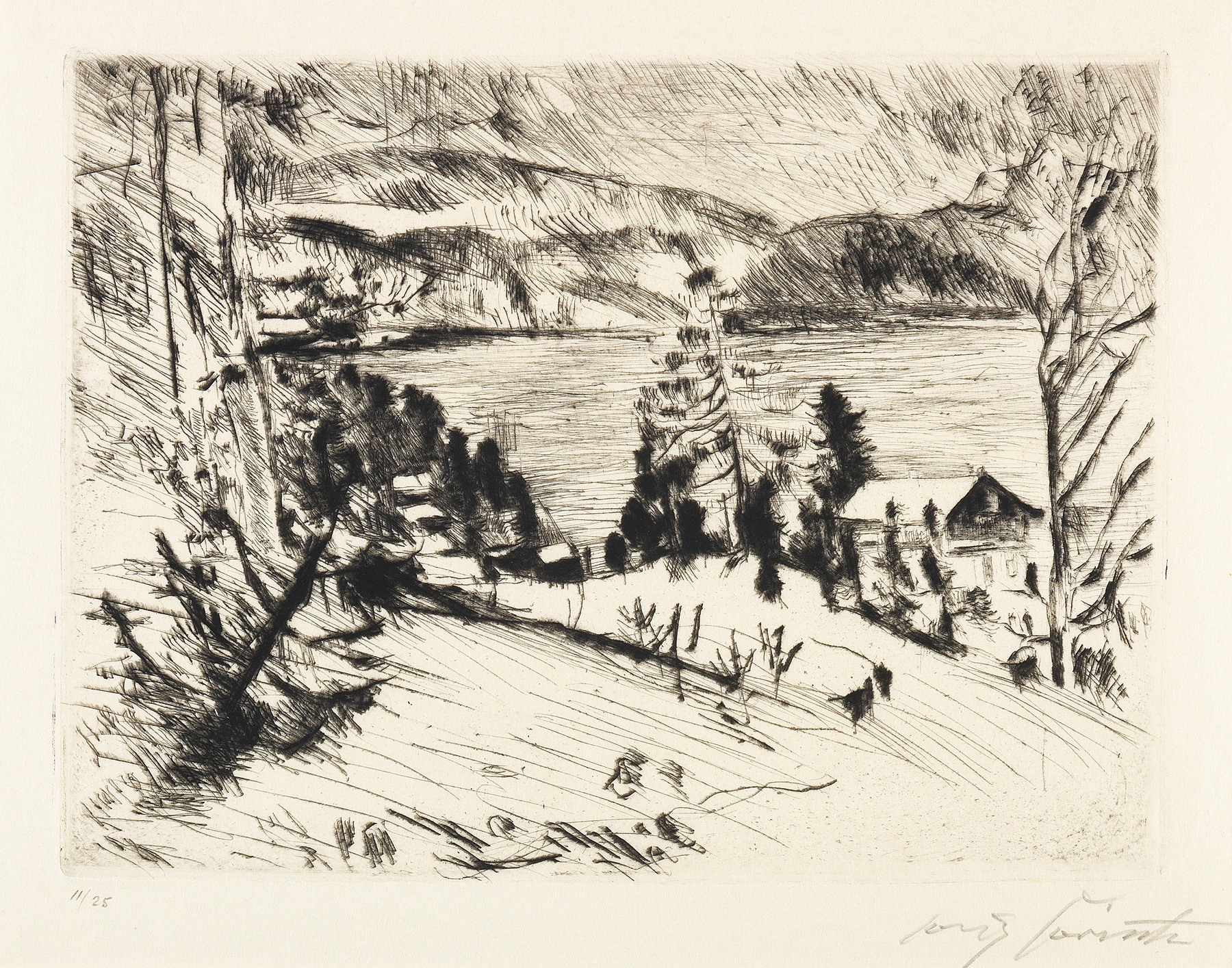 Gebirgsee (Walchensee im Winter), by Lovis Corinth, public domain