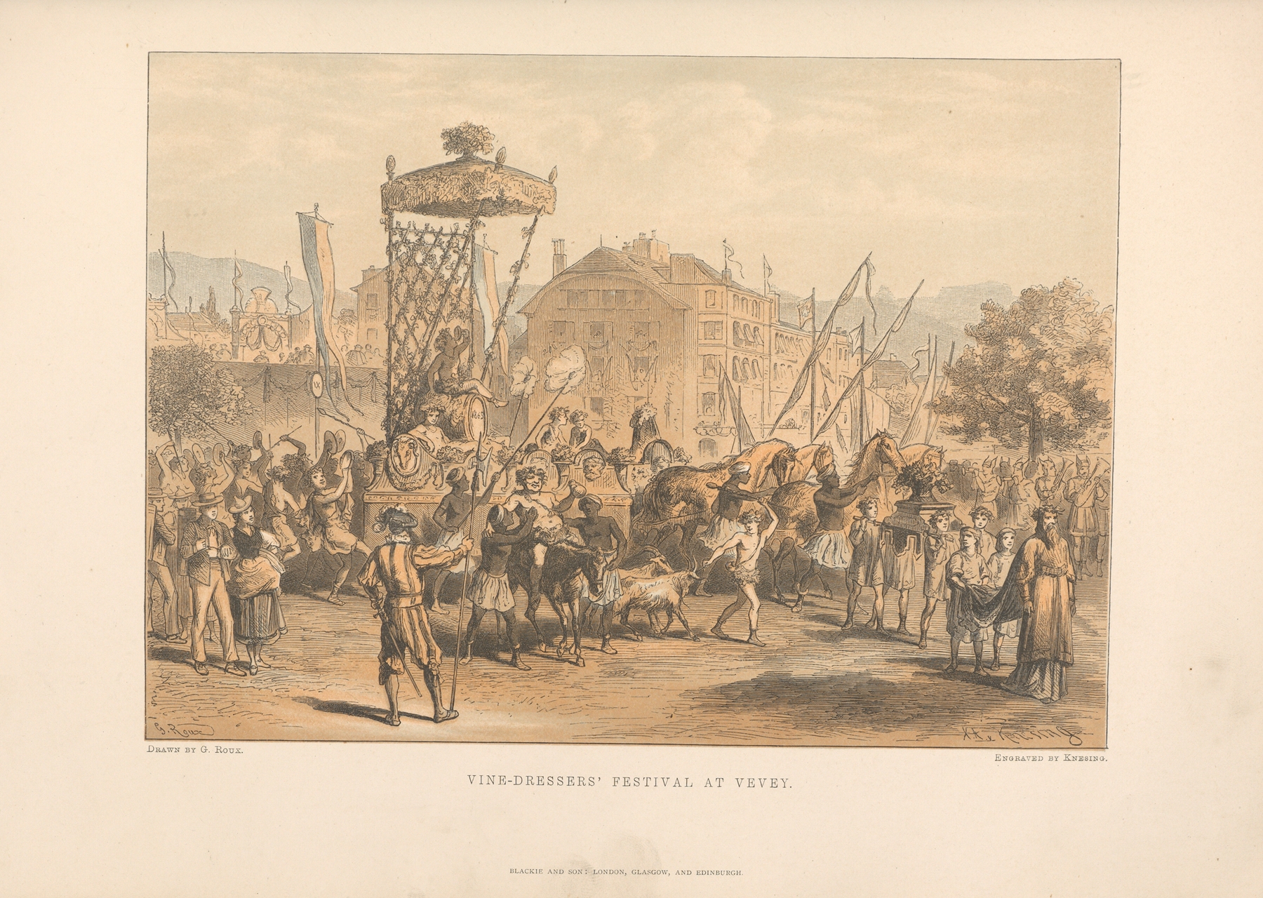 Vine-dressers’ Festival at Vevay by Theodor Gsell Fels, oil painting depicting a joyful celebration.