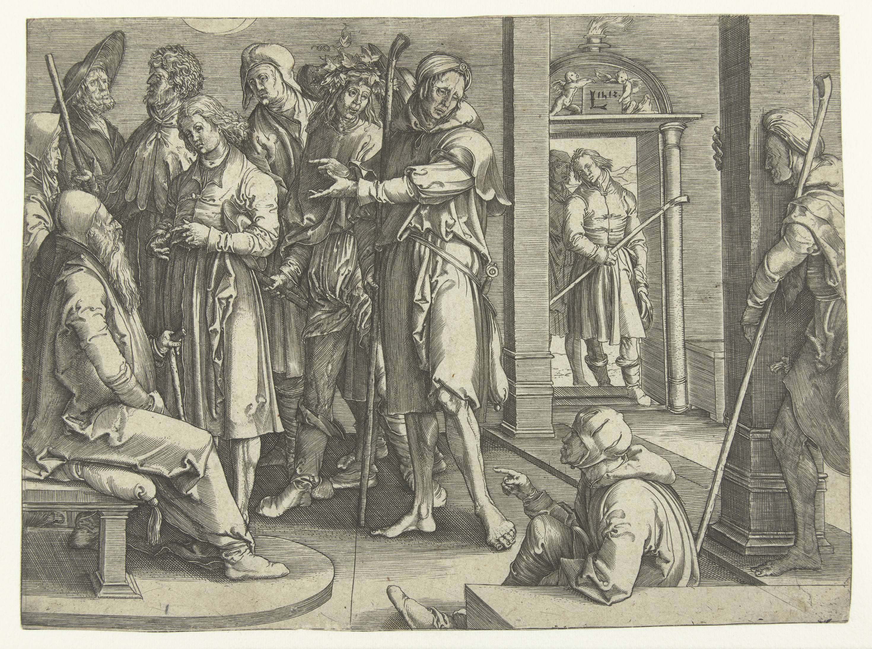 Engraving by Jan Harmensz. Muller showing Jozef sharing dreams with Jakob