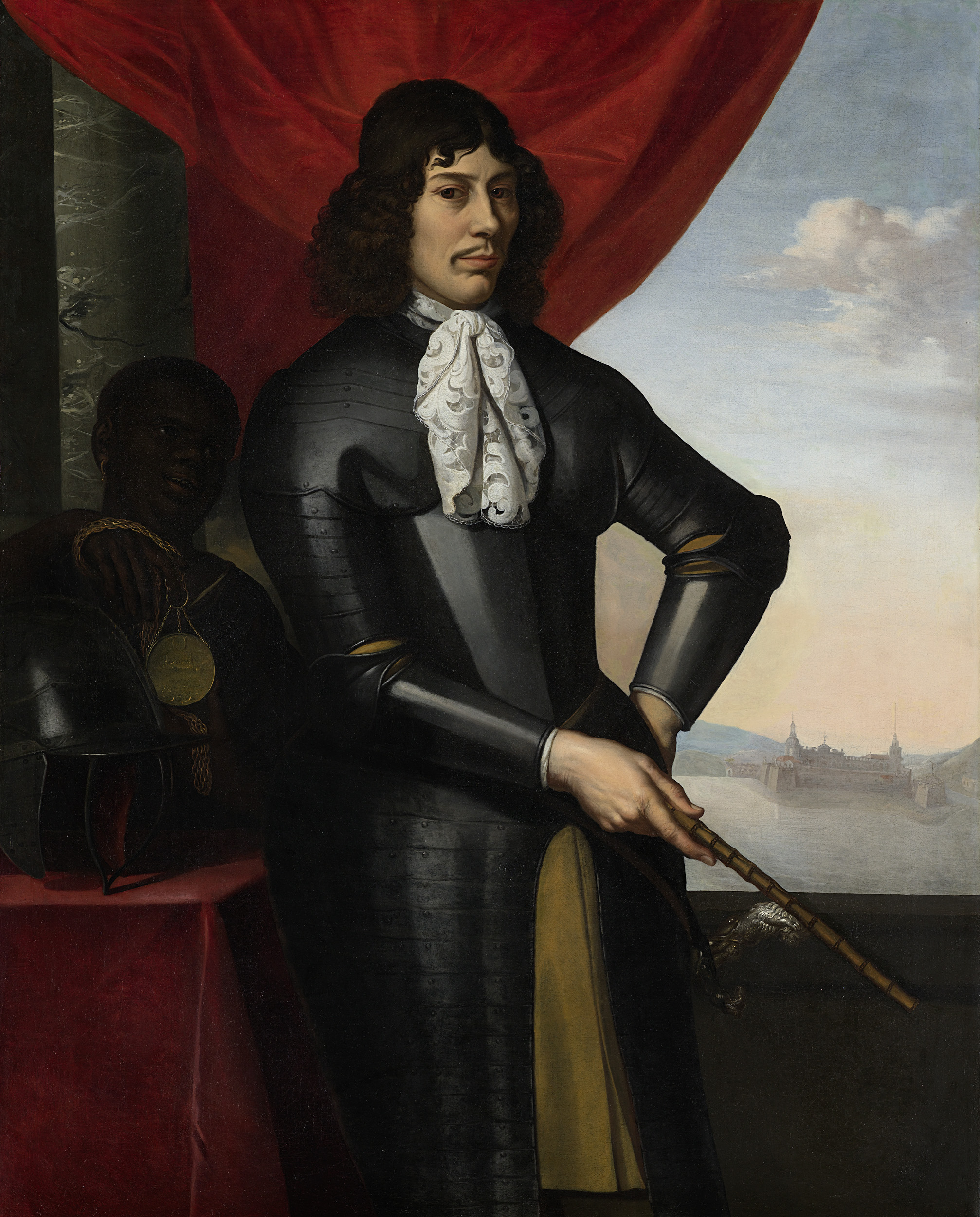 Portrait of Jan Valckenburgh with an enslaved servant, oil on canvas by Daniel Vertangen