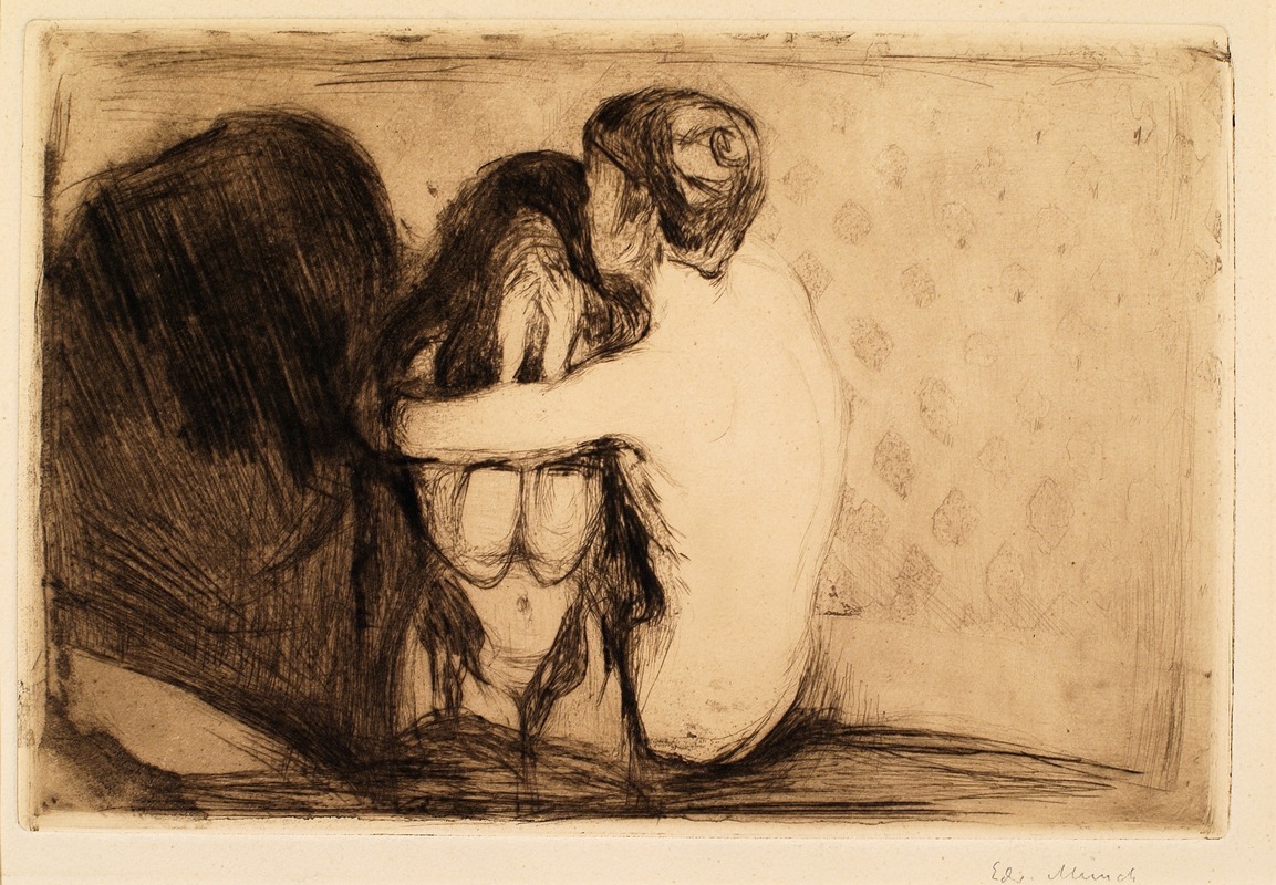 Consolation by Edvard Munch captures a moment of emotional connection.