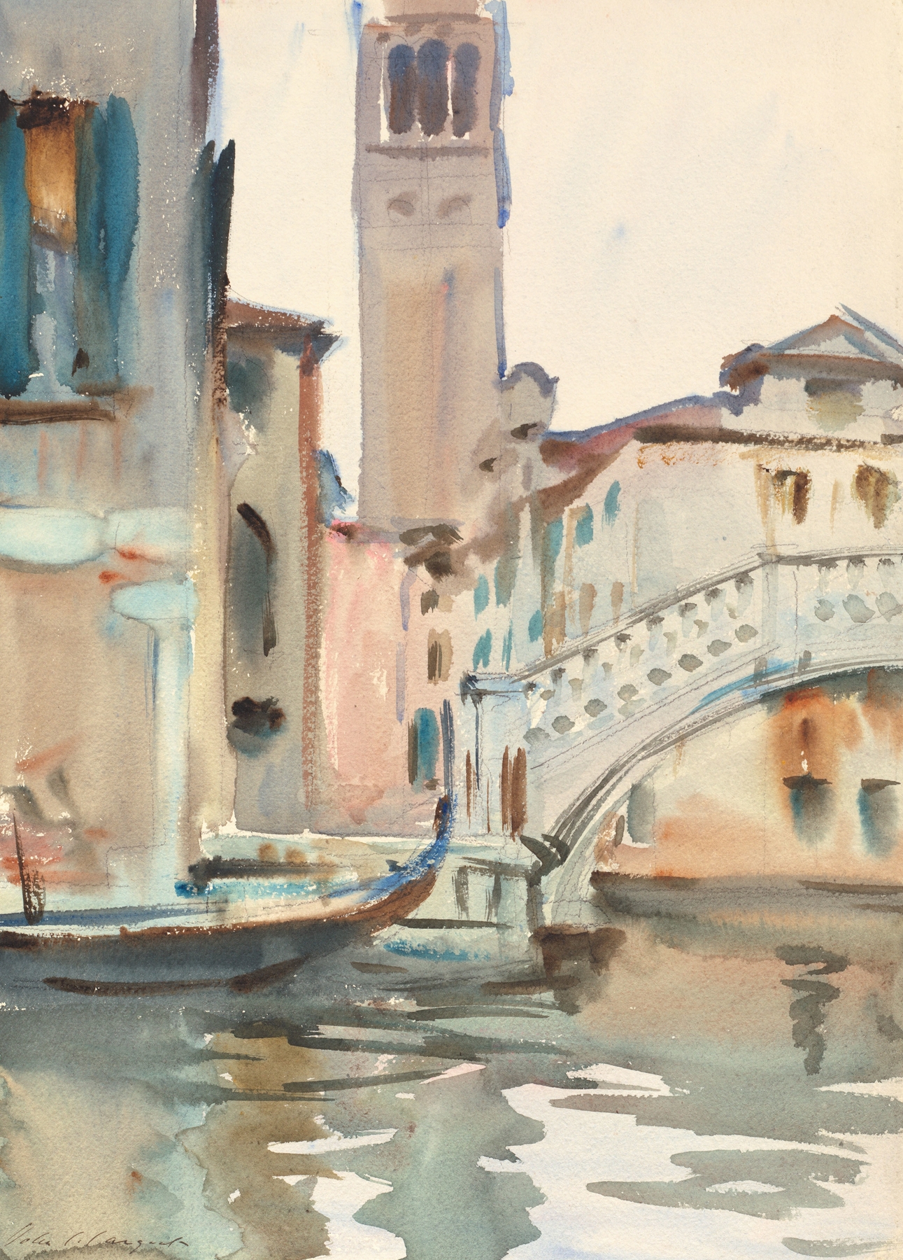 A Bridge and Campanile, Venice, by John Singer Sargent, public domain