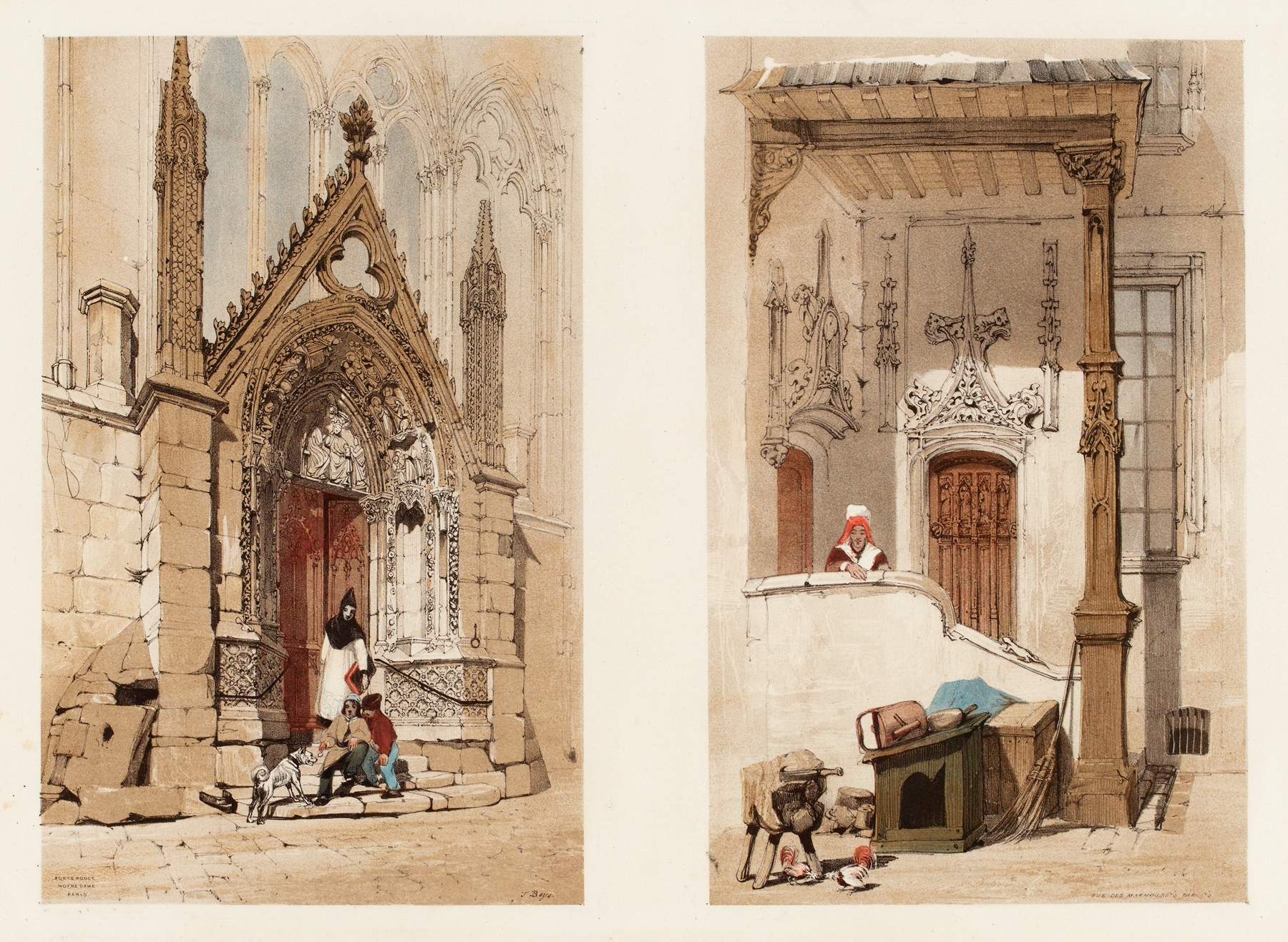 Porte Rouge, Notre-Dame, Paris by Thomas Shotter Boys, oil painting