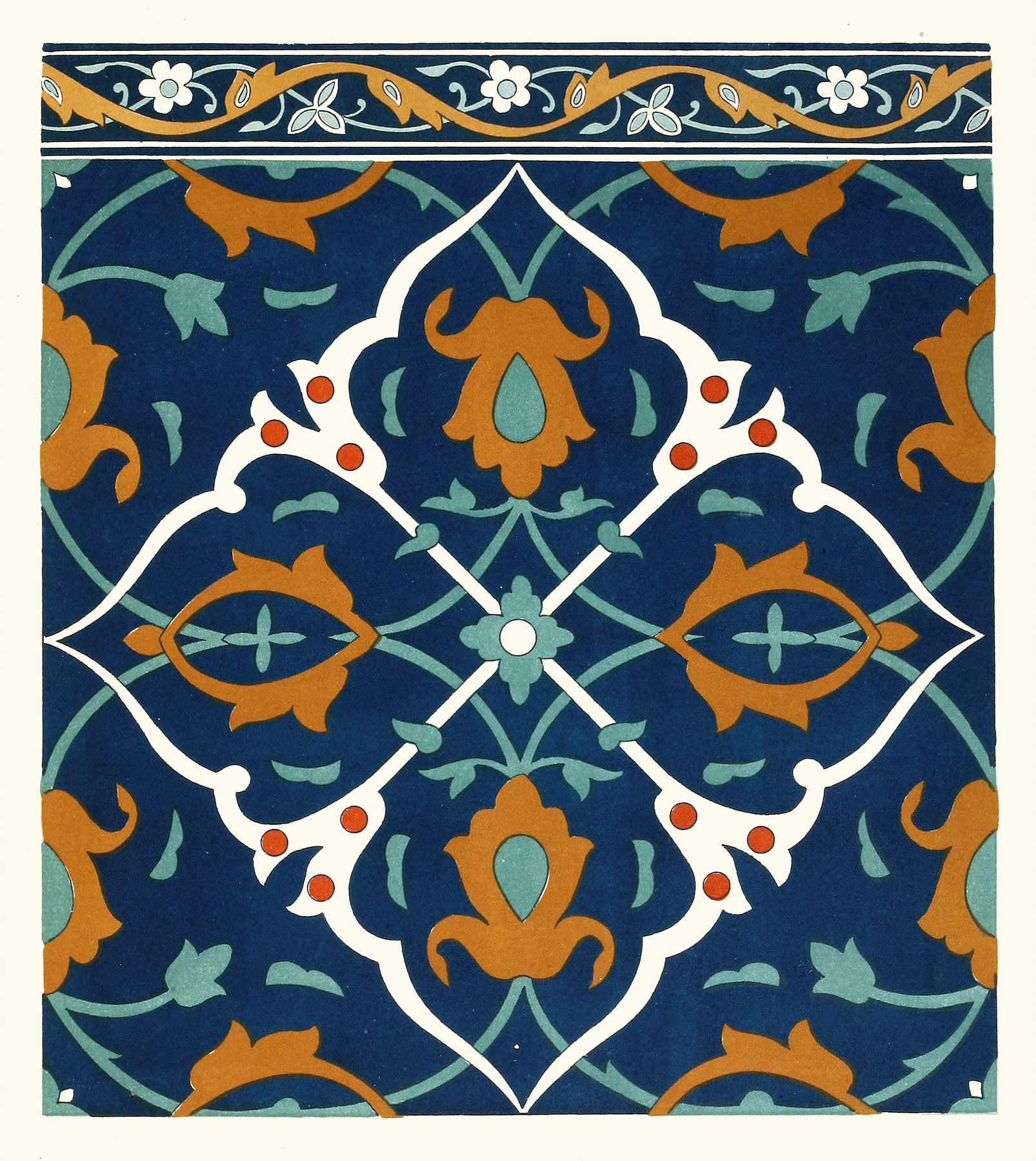 Ceramic ornamental tiles by Afghan Boundary Commission, featuring intricate geometric designs.