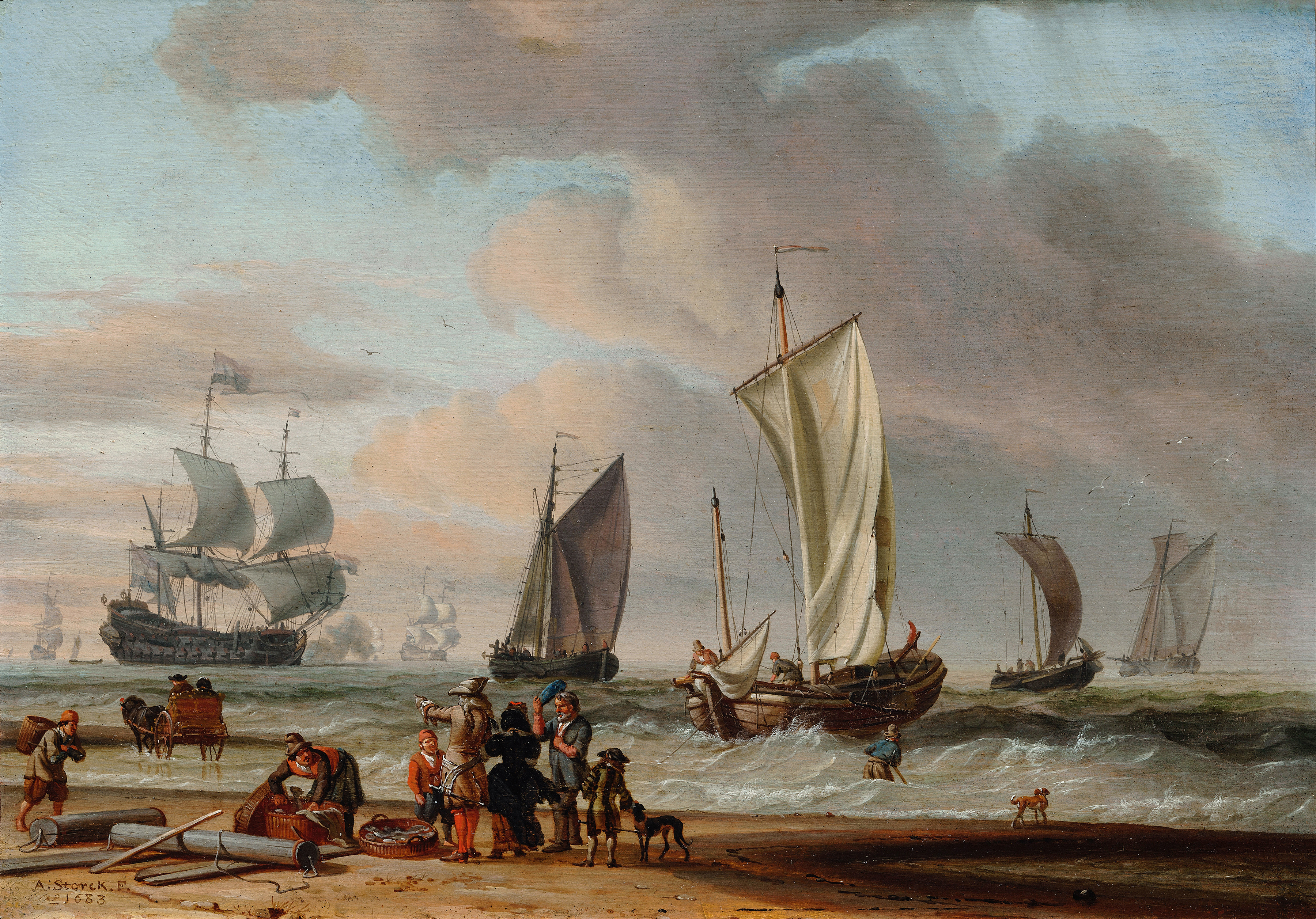 Beach View, by Abraham Storck, public domain