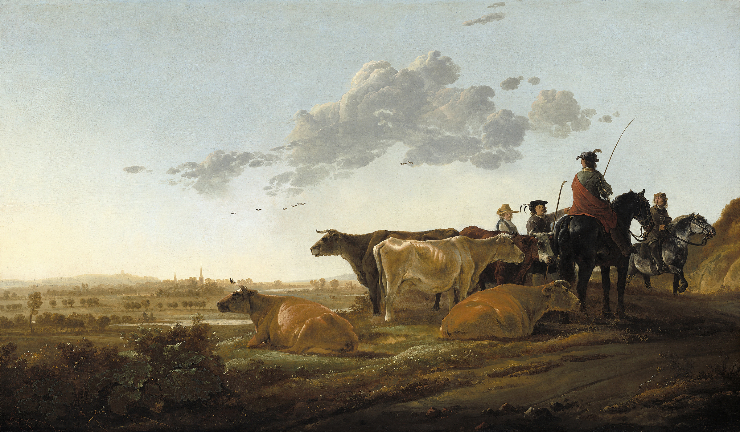 Landscape with Herdsmen, by Aelbert Cuyp, public domain