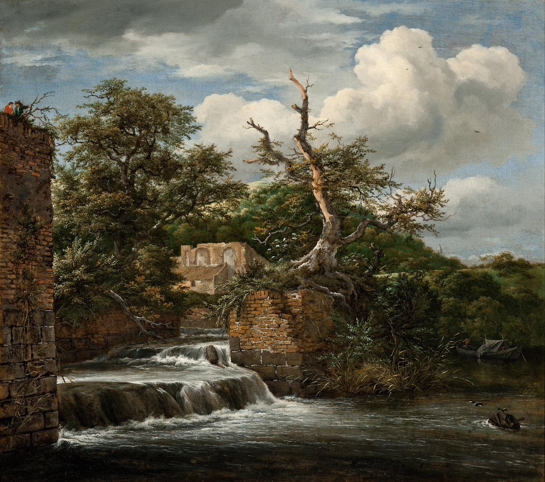 Landscape with a mill-run and ruins, by Jacob van Ruisdael, public domain