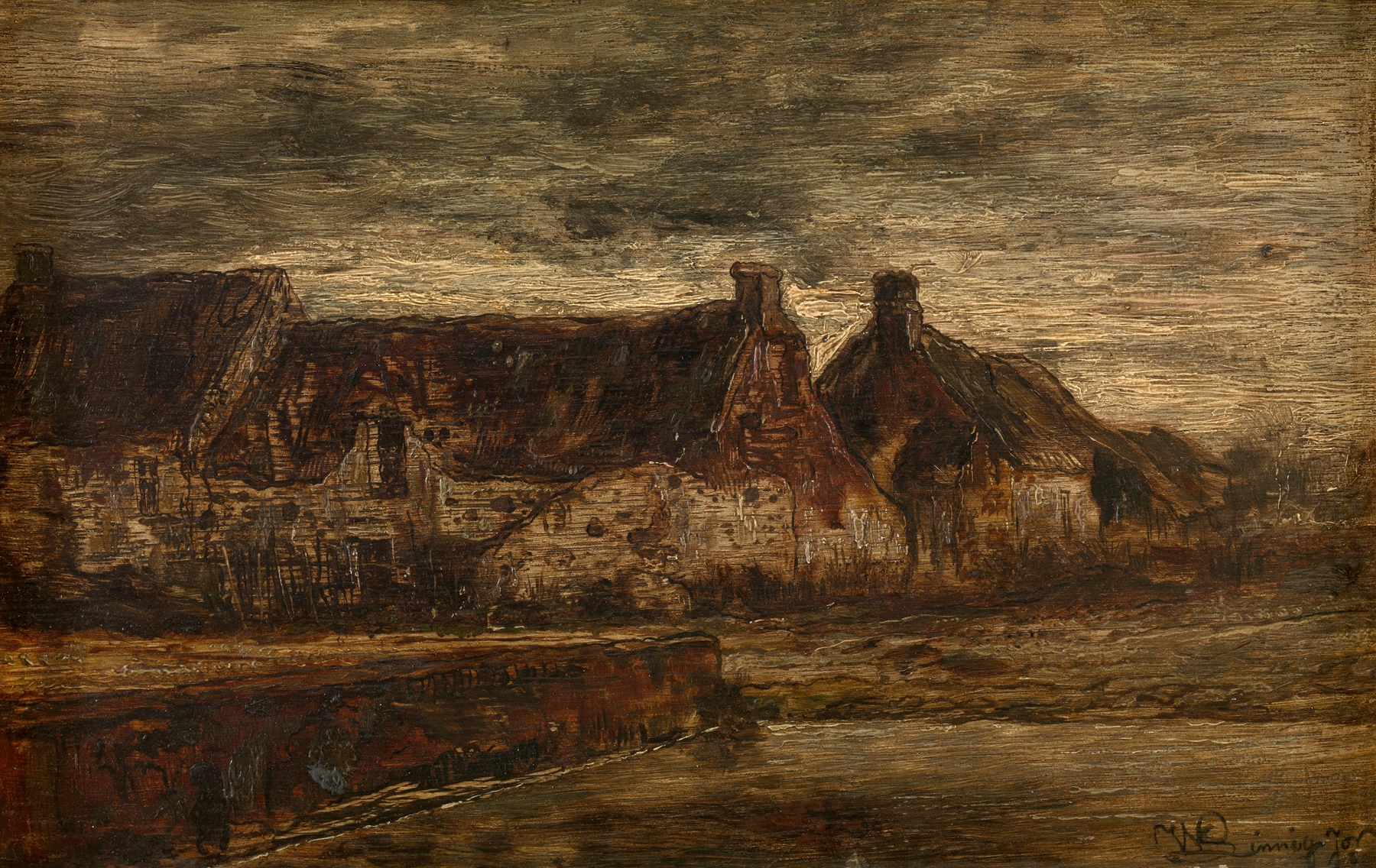 Landscape by Willem Linnig the Younger, oil on canvas, featuring gentle hills and a soft blue sky