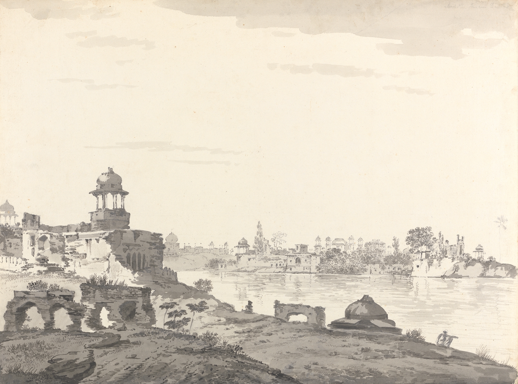 Landscape drawing by William Hodges, ink on paper