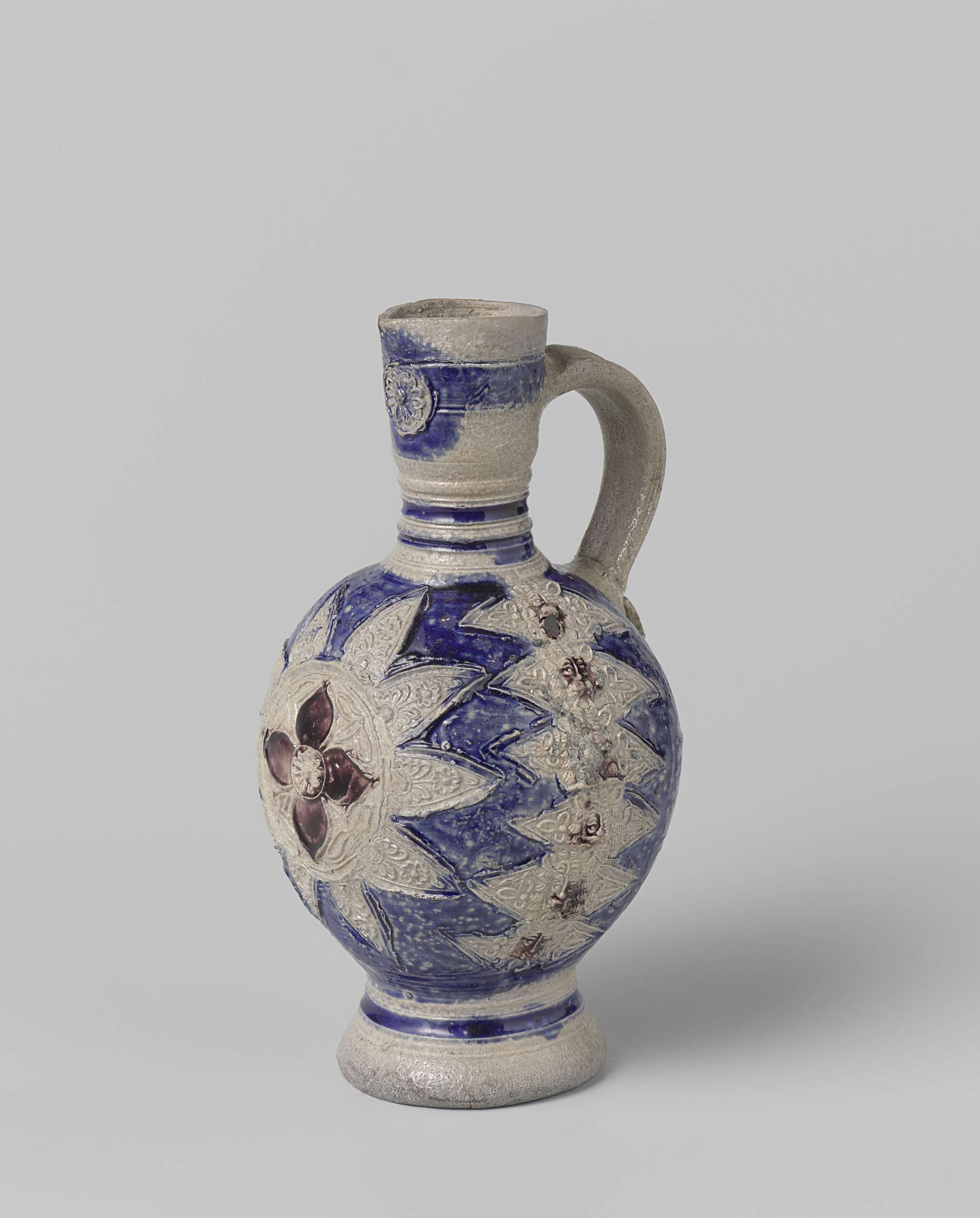 Ceramic jug with a medallion and foliate ornamentation by an unknown artist