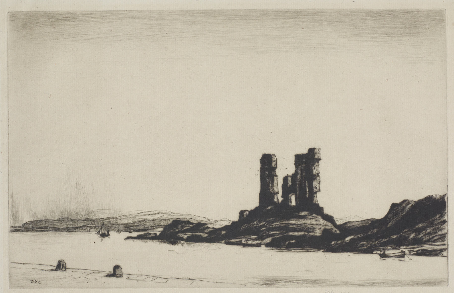 Castle Moyle, by David Young Cameron, public domain