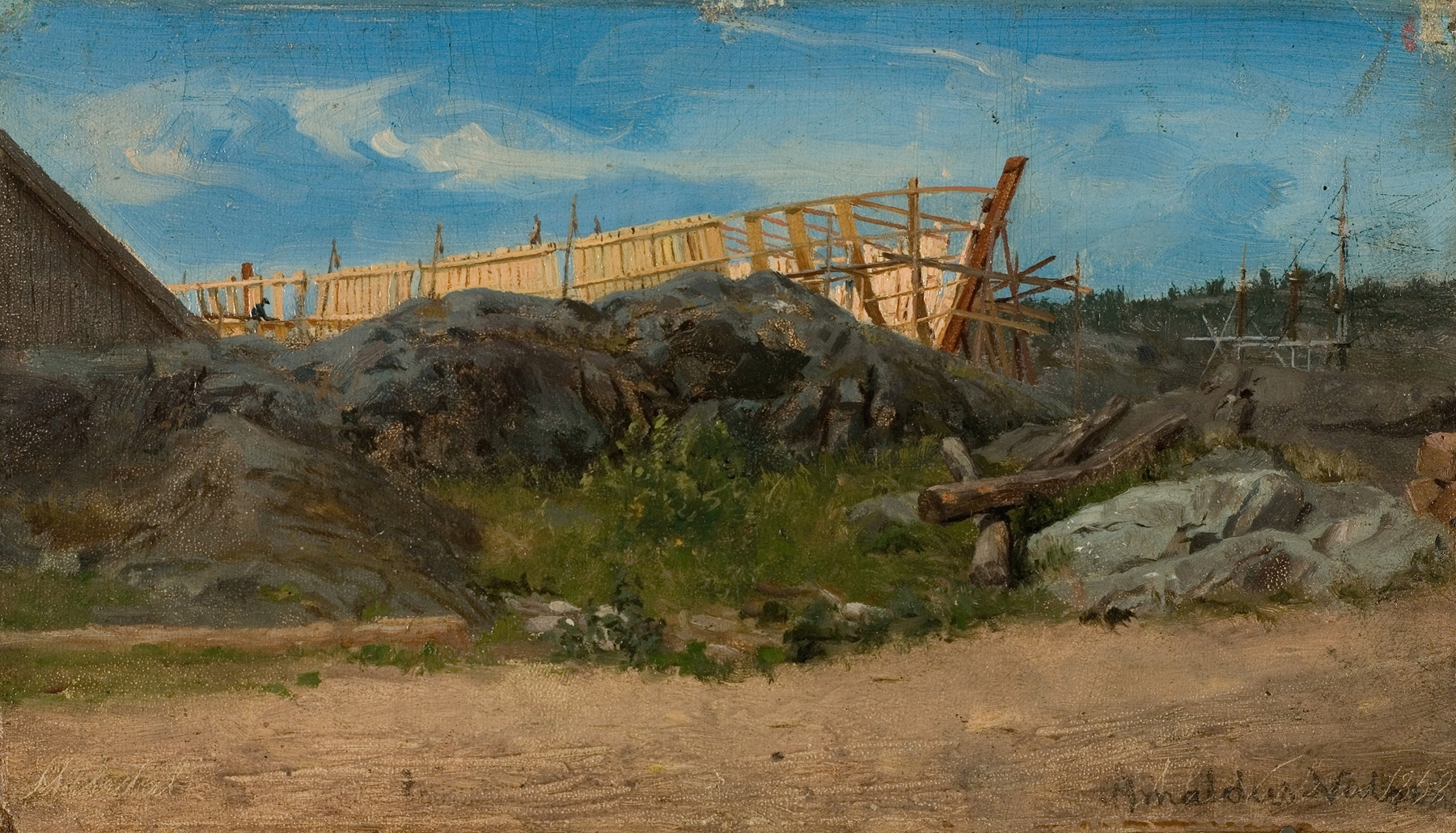 Båtbyggeri, Lillesand, by Amaldus Nielsen, public domain