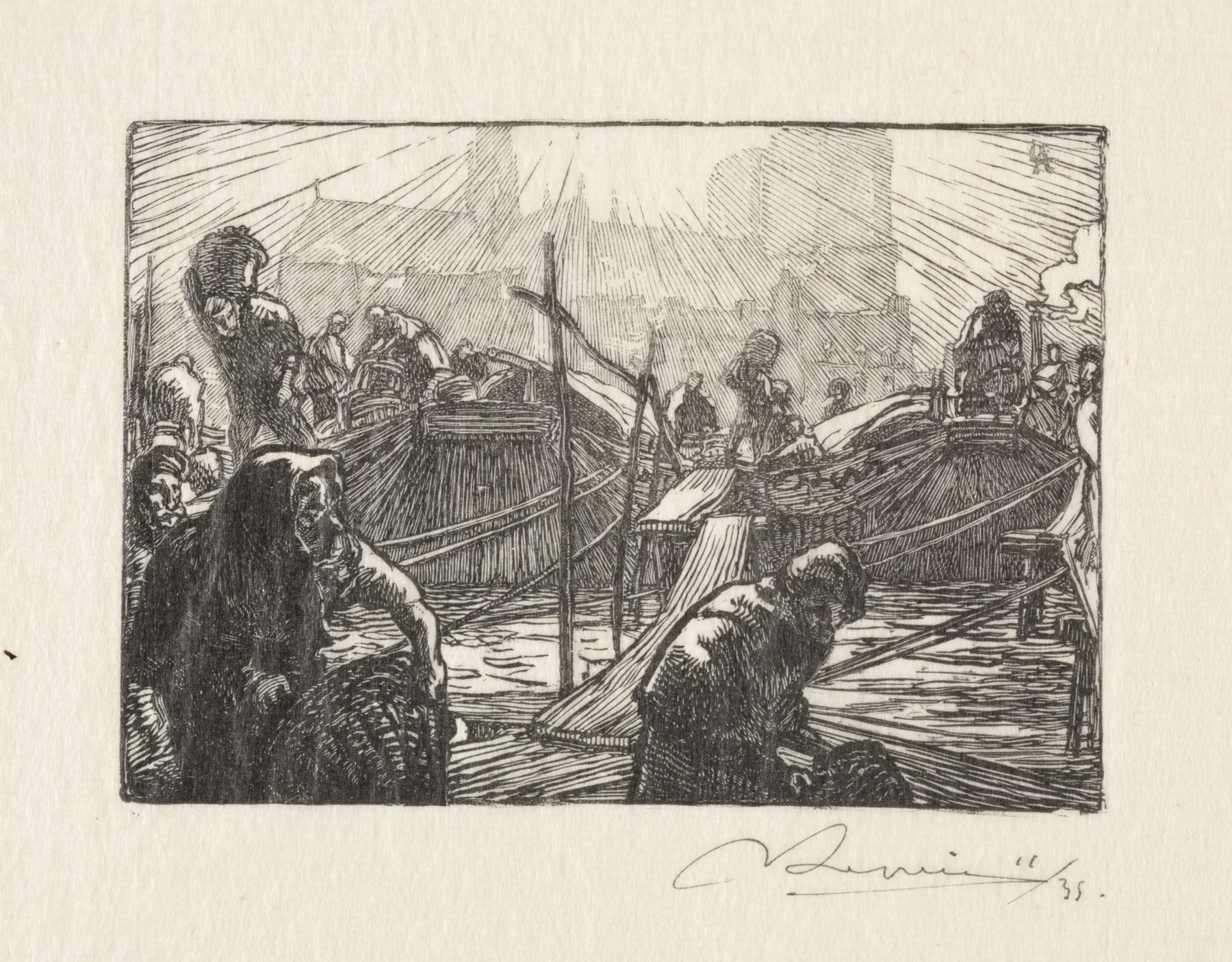 Notre Dame vue du Marché aux pommes, by Auguste Louis Lepère, public domain