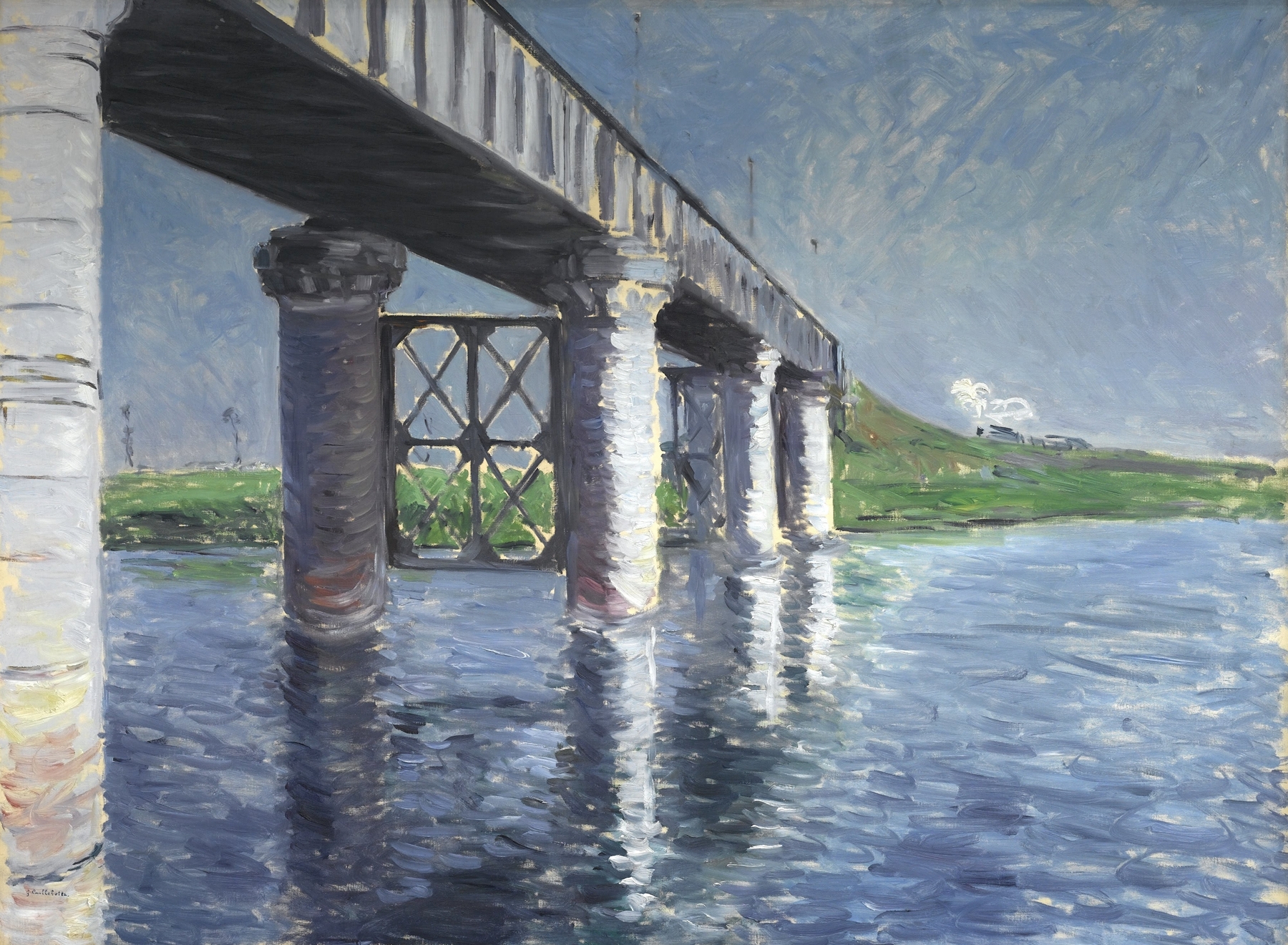 The Seine and the Railroad Bridge at Argenteuil, by Gustave Caillebotte, public domain