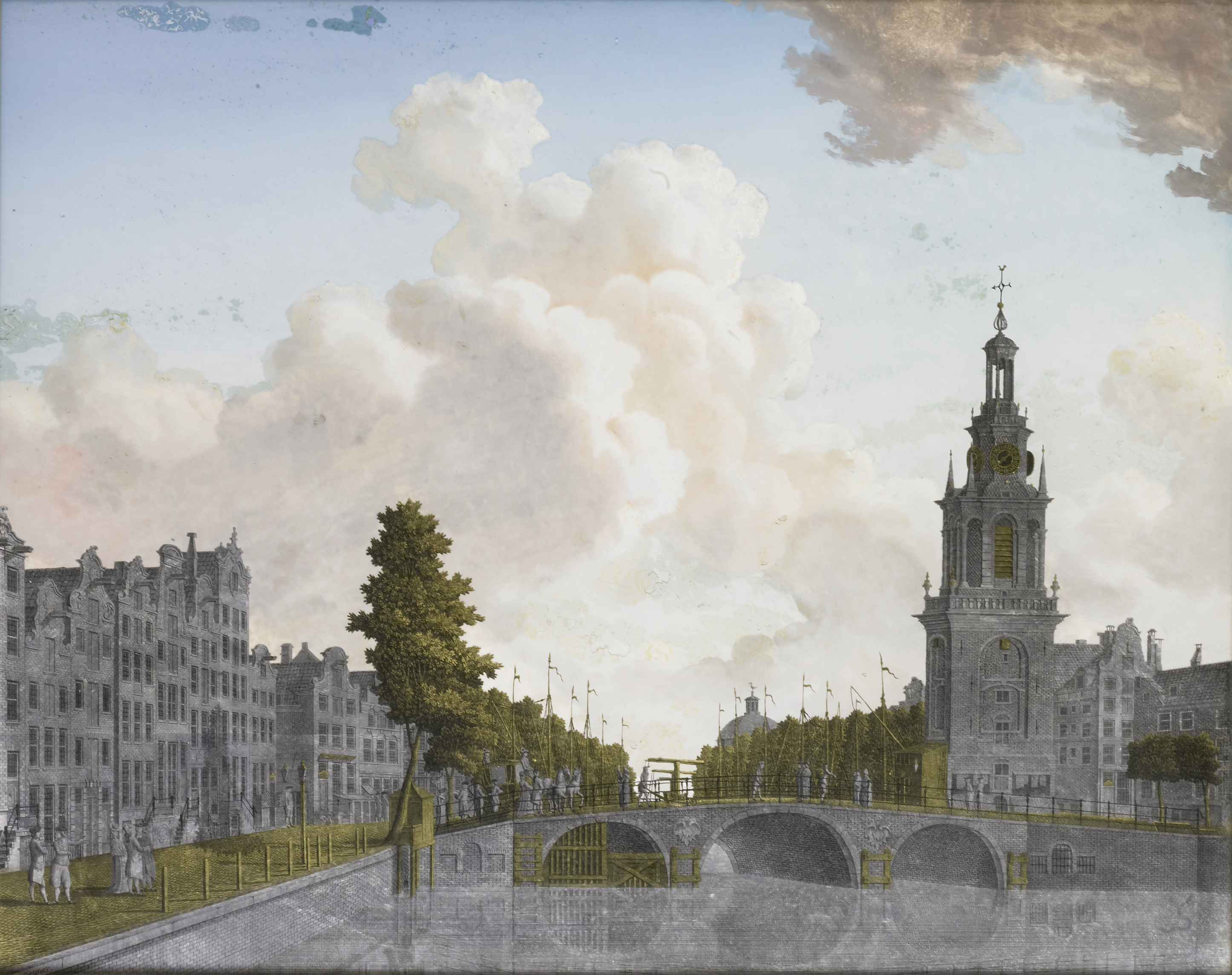 View of the Jan Roodenpoortstoren and Singel Canal in Amsterdam by Jonas Zeuner, oil painting