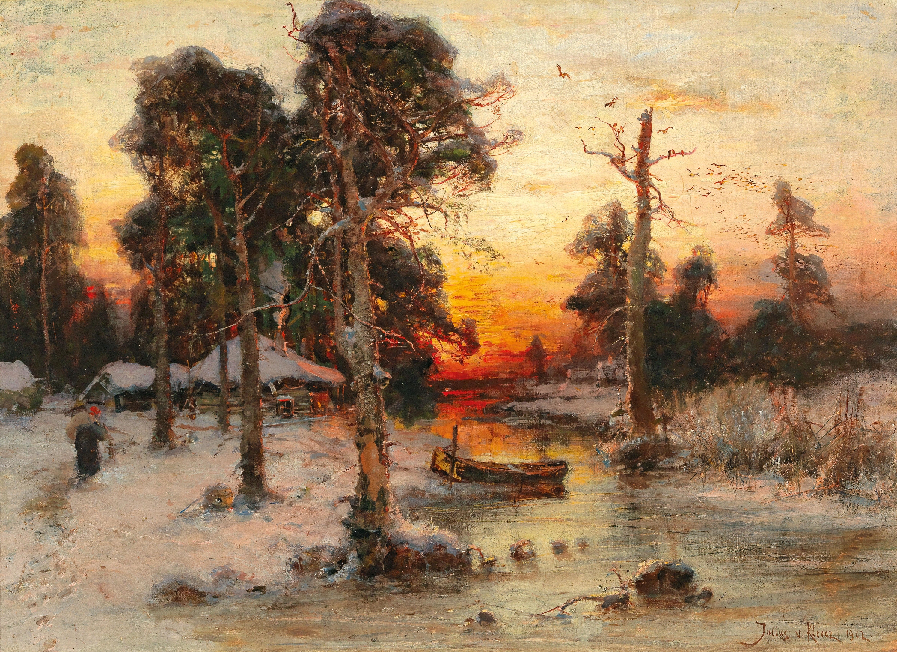 Returning Home At Sunset, by Julius Sergius Klever, public domain