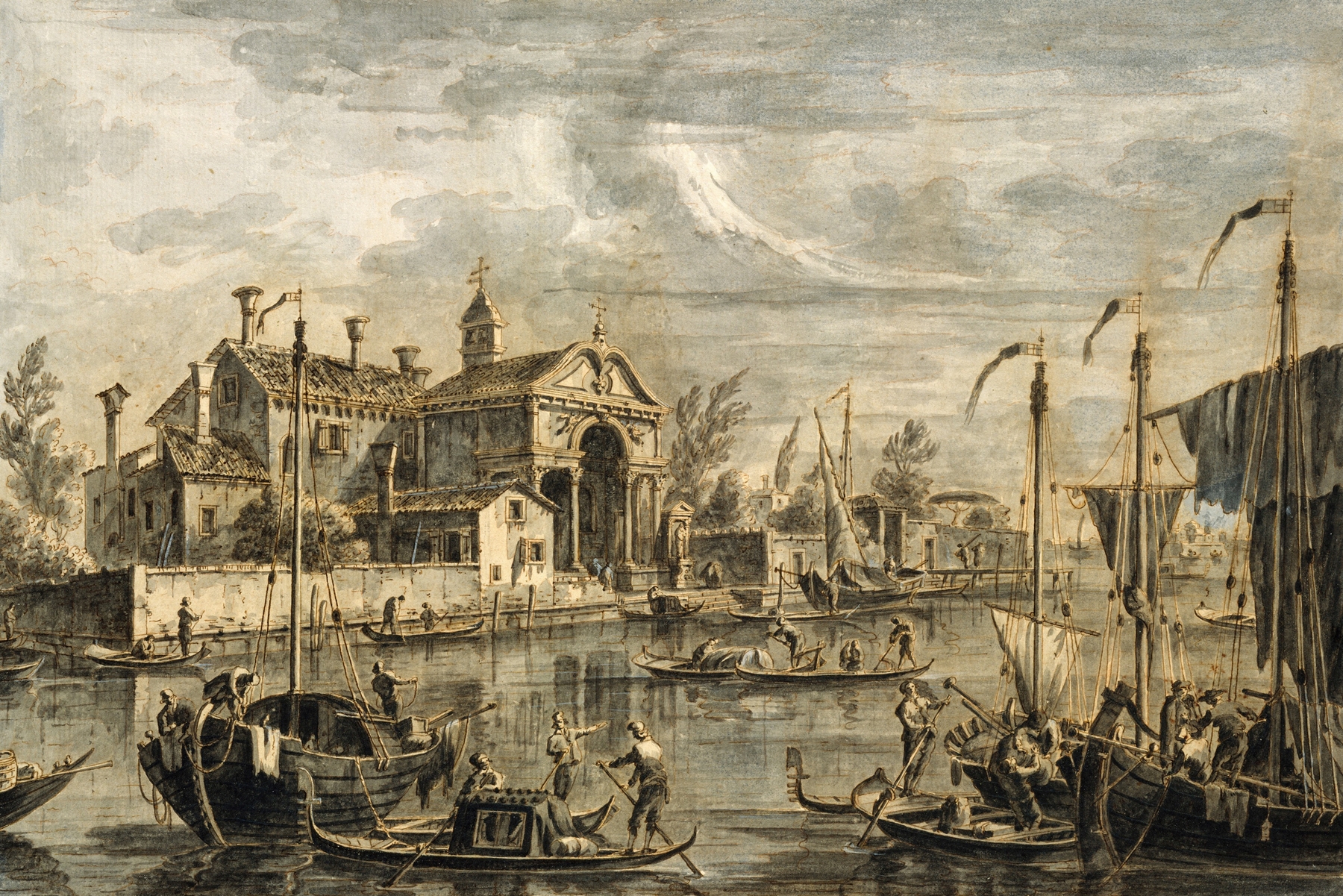 View of the Island of San Giacomo in Paludo, oil on canvas by Francesco Tironi
