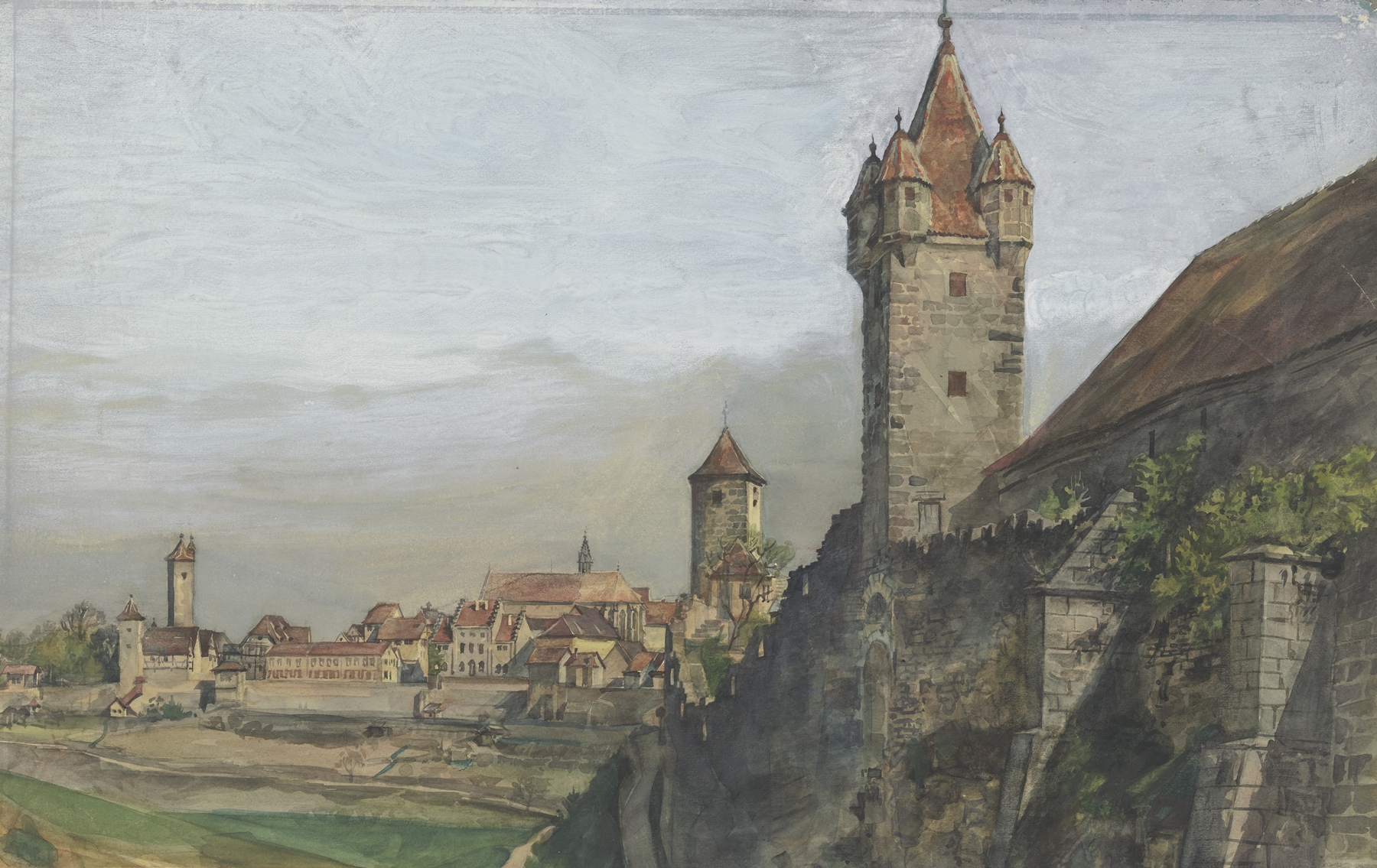 Architecture of Rothenburg ob der Tauber, oil painting by Theodor Alt