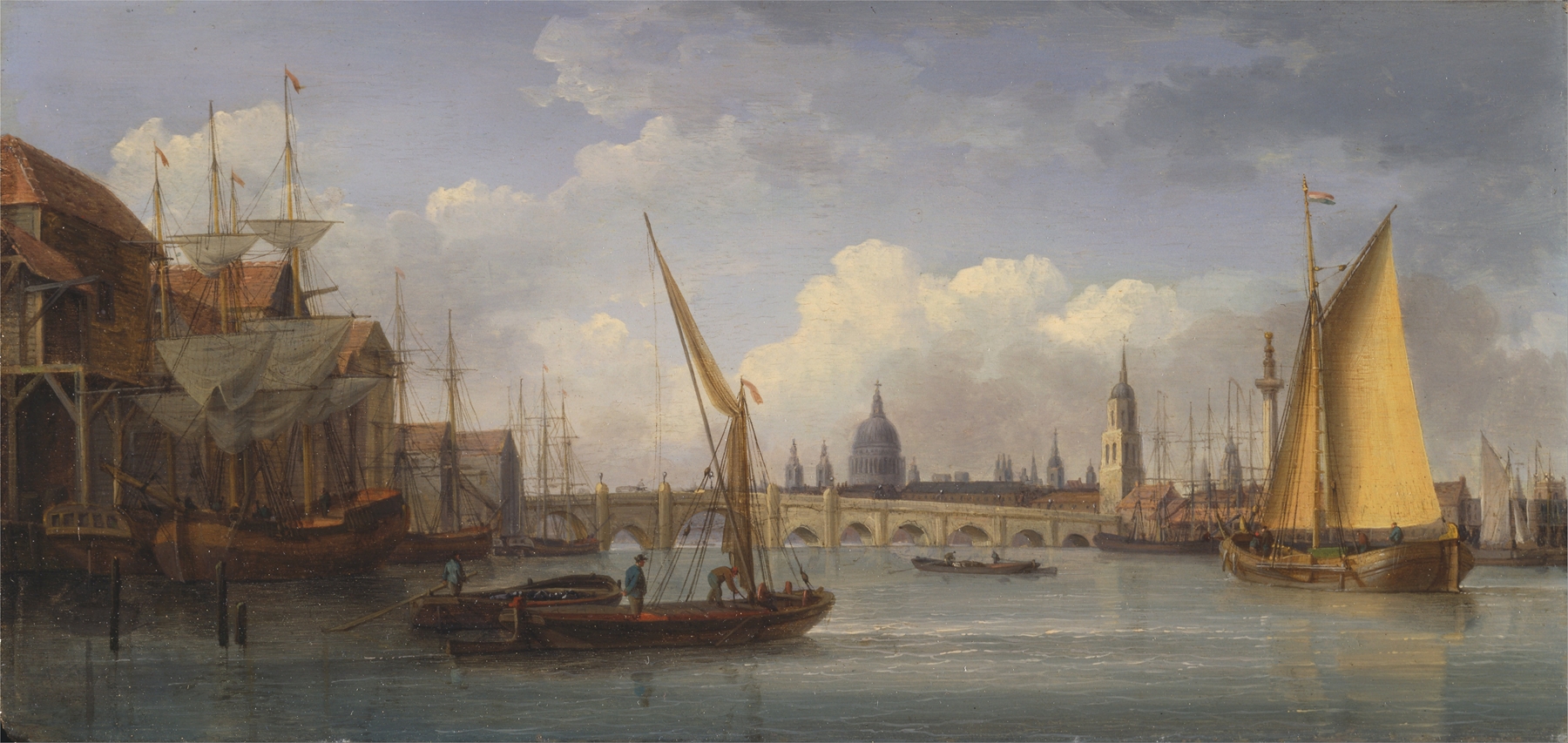 Romanticism oil painting by William Anderson depicting London Bridge and St. Paul's Cathedral