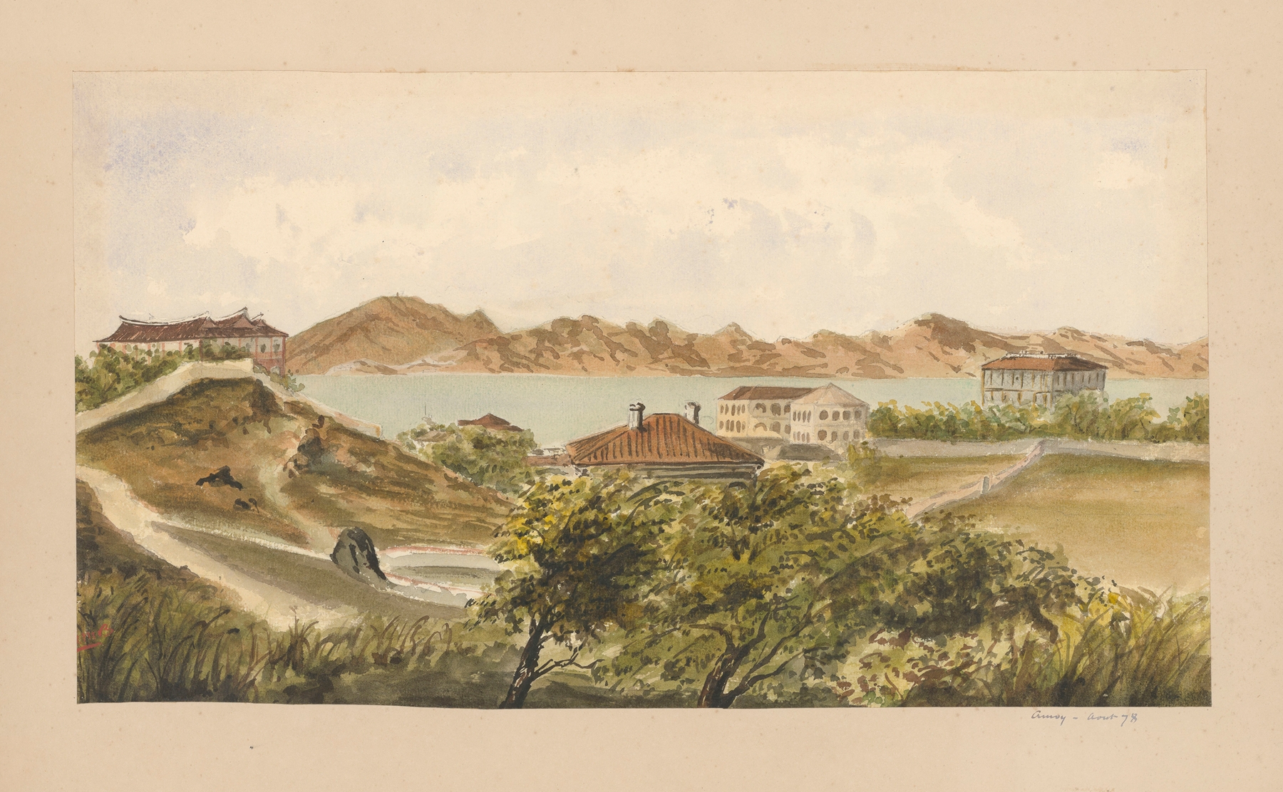 Watercolour by Auguste Mouillesaux de Bernières depicting vibrant flora