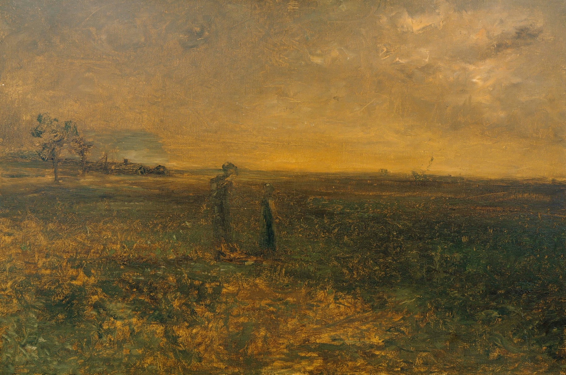 Romanticism landscape by George Fuller, depicting twilight over a prairie.