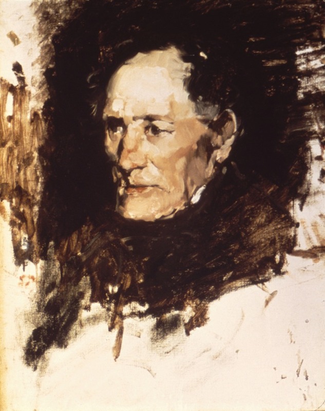 This painting depicts the expressive features of an old man's face.