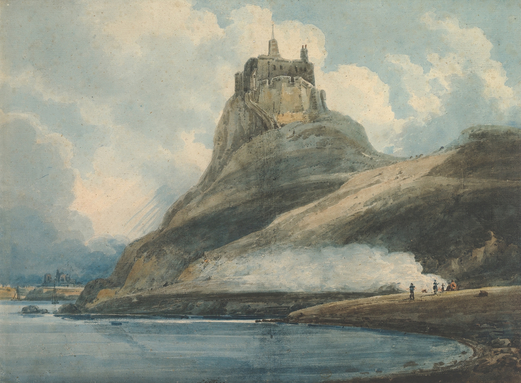 Lindisfarne Castle, Holy Island, Northumberland, by Thomas Girtin, public domain