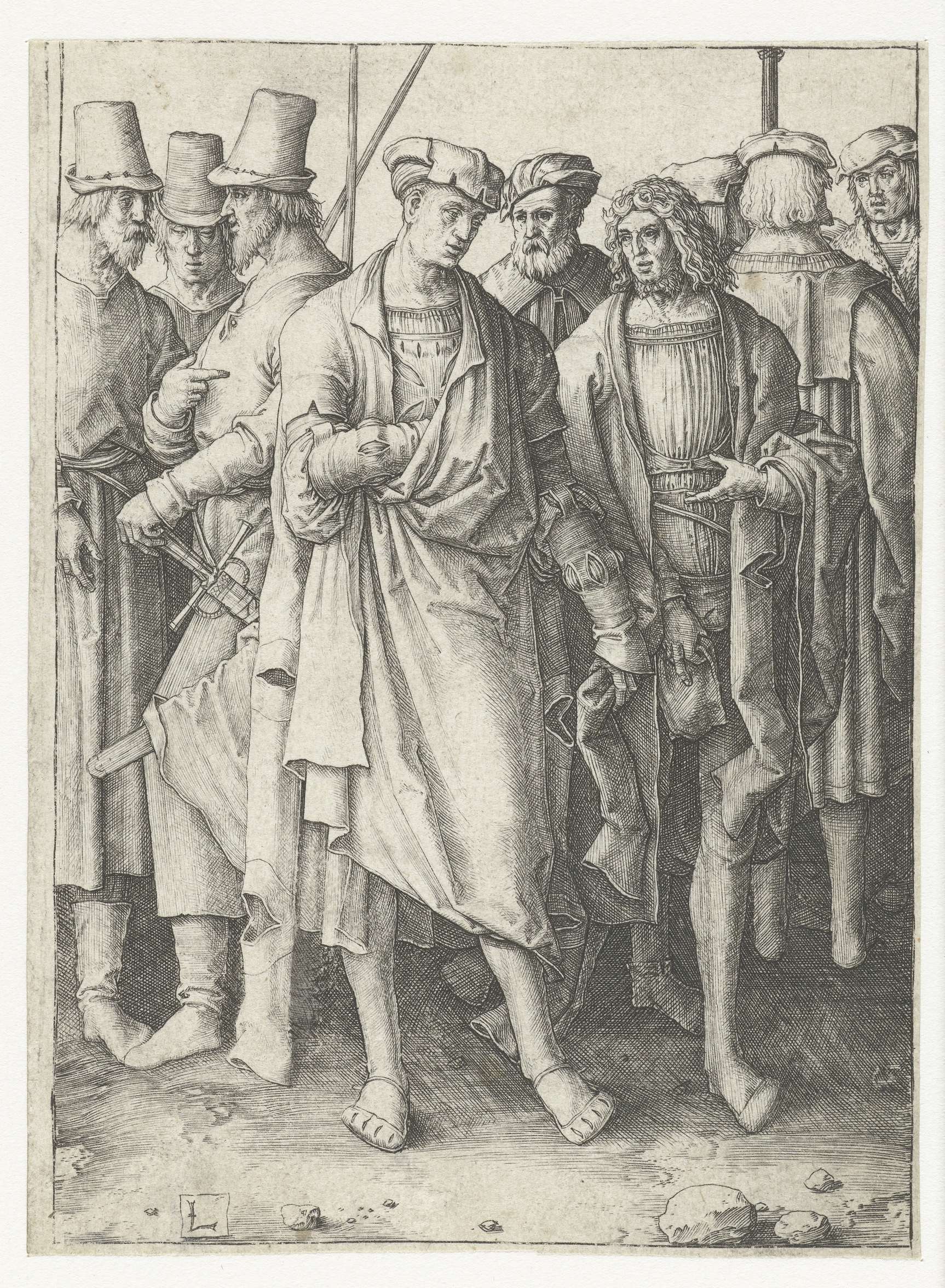 Negen mannen, by Lucas van Leyden, public domain