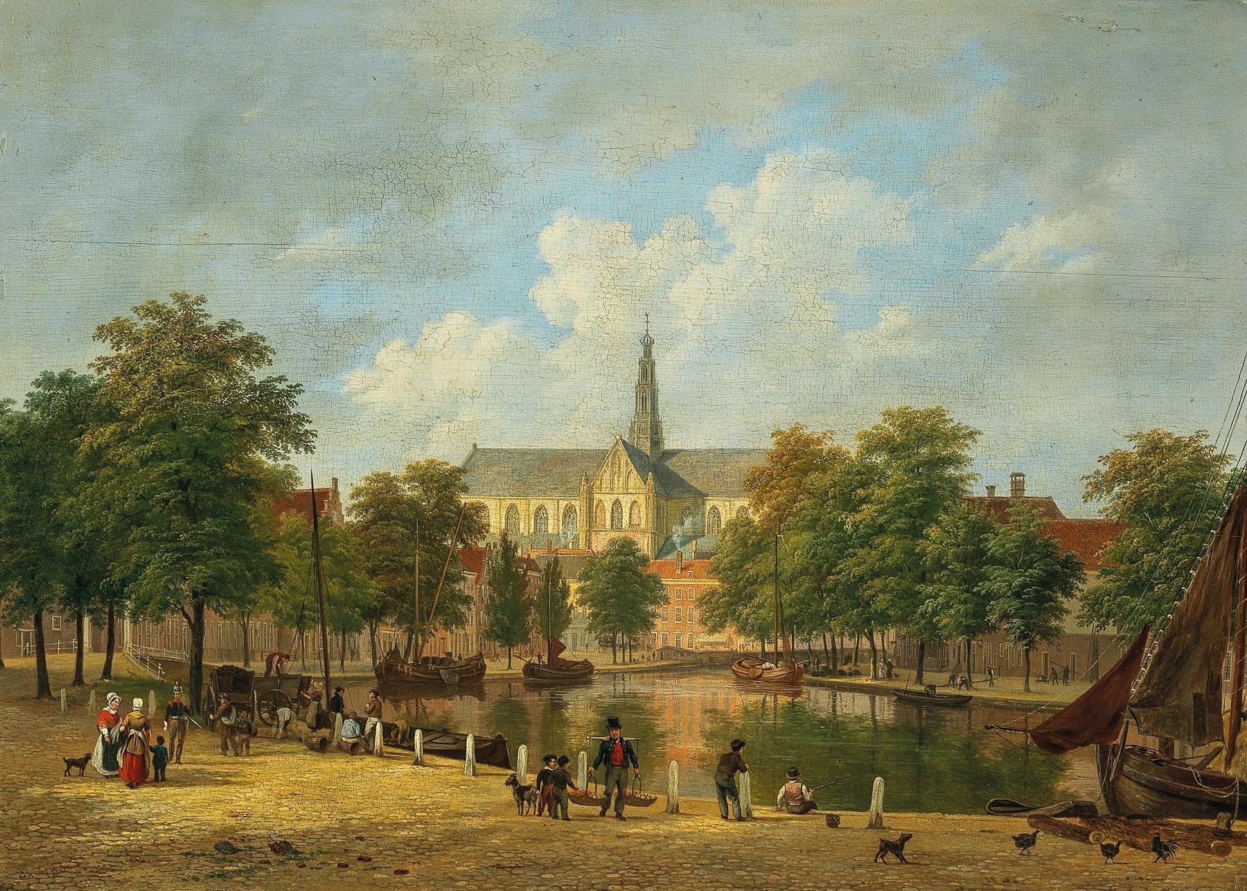 A view of Sint Bavokerk Church in Haarlem by Bartholomeus Johannes van Hove, medium unknown.