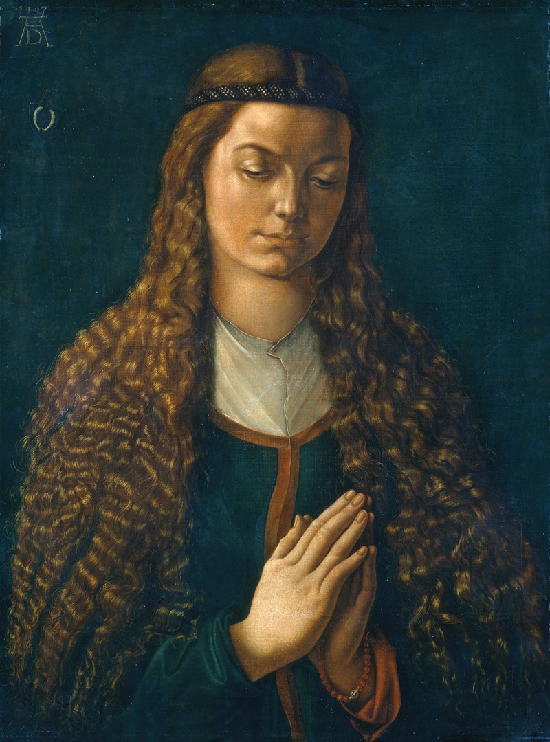 A captivating portrait of a young woman with flowing hair by Albrecht Dürer.