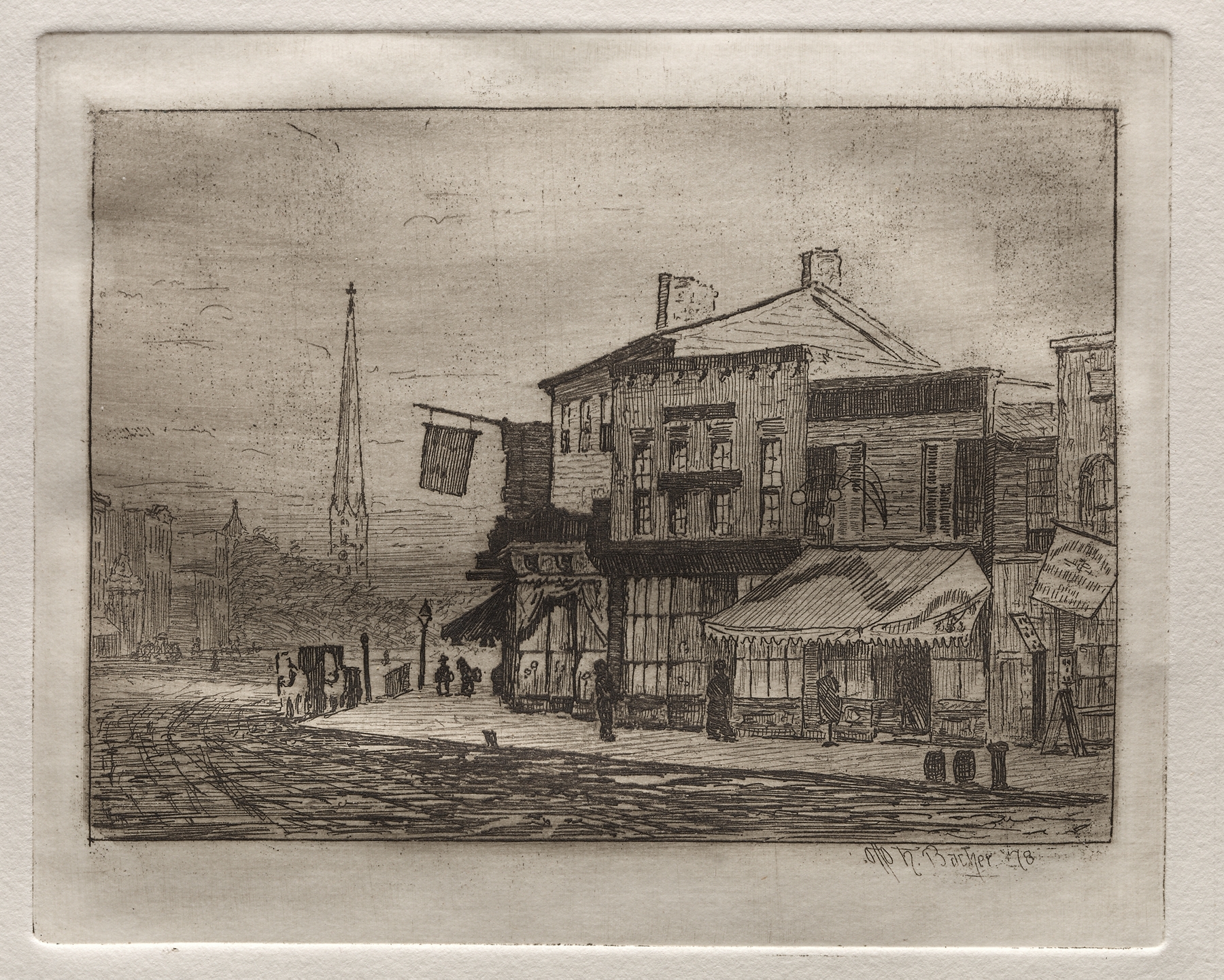 Eagle Street and Woodland Avenue by Otto Henry Bacher, realism, depicting a nostalgic landscape.