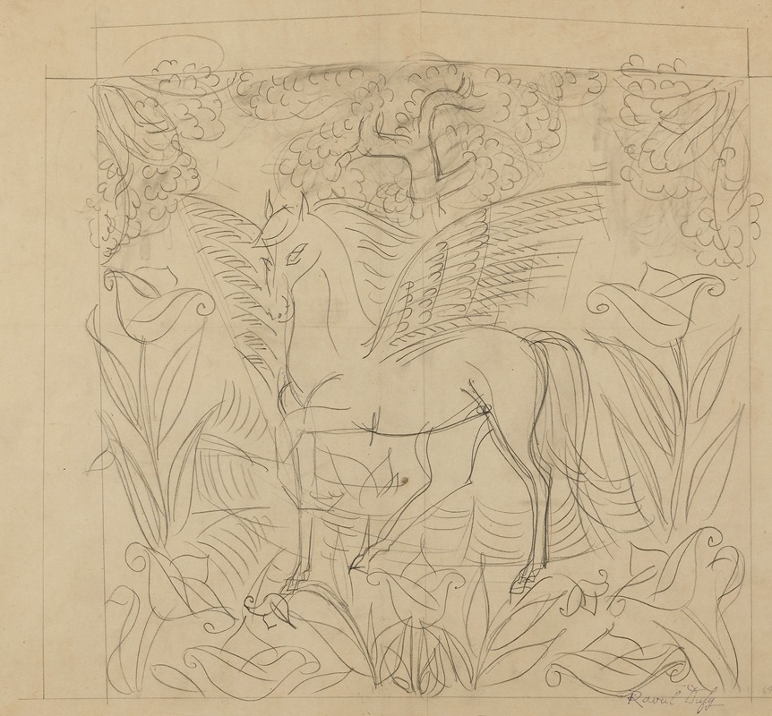Raoul Dufy's 'Pégase' depicts the mythical winged horse in vibrant colors.