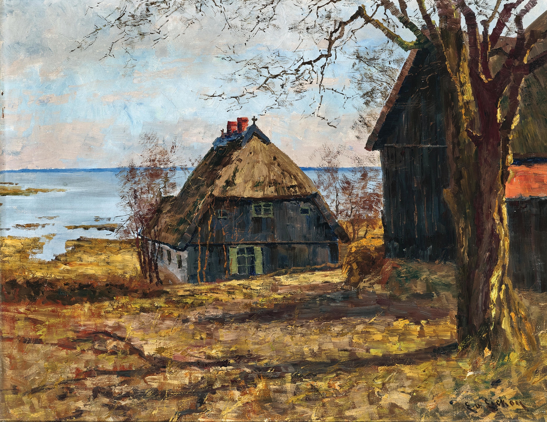 Landscape with water and light, oil on canvas by Elisabeth von Eicken