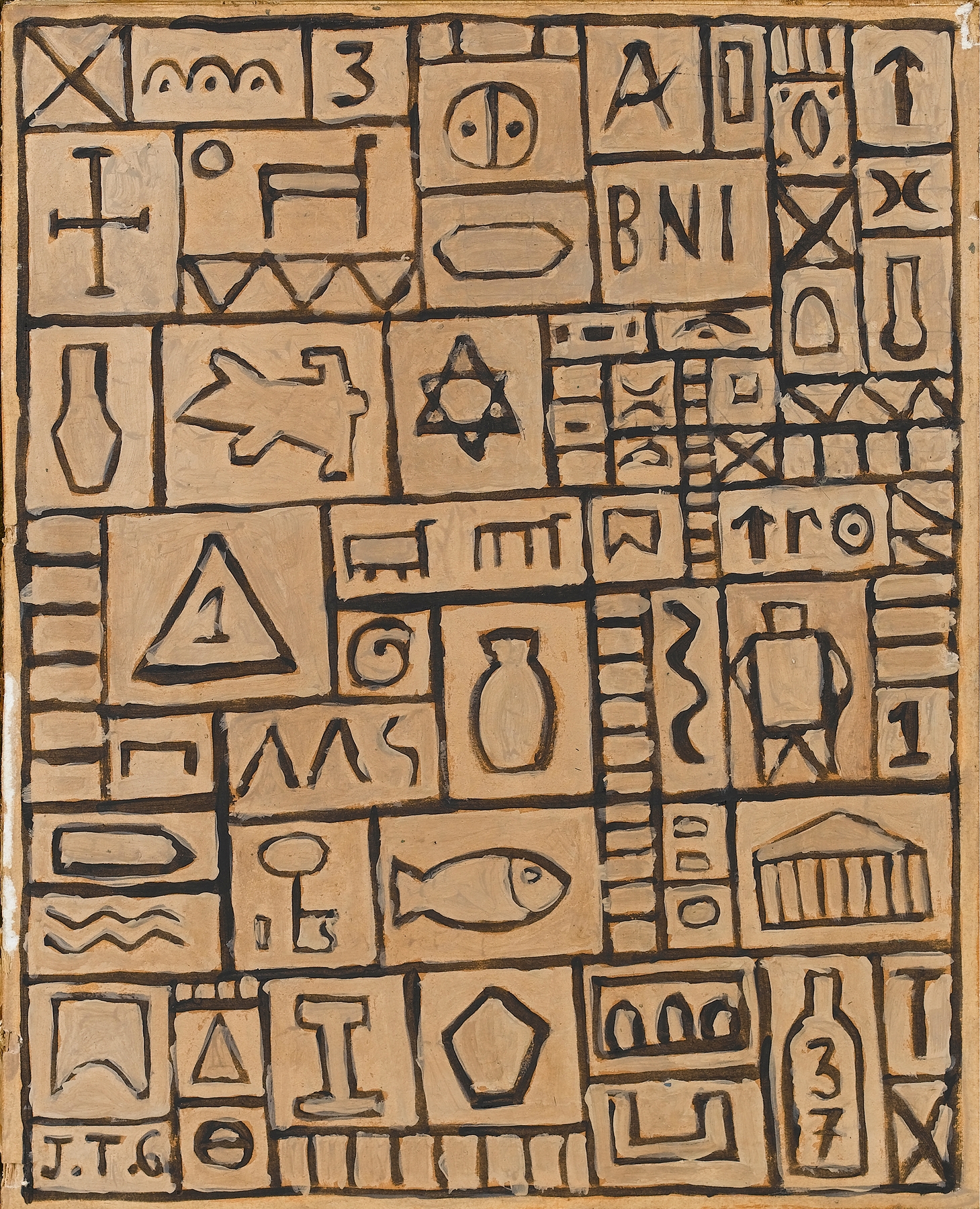 Abstract design, by Joaquín Torres-García, public domain