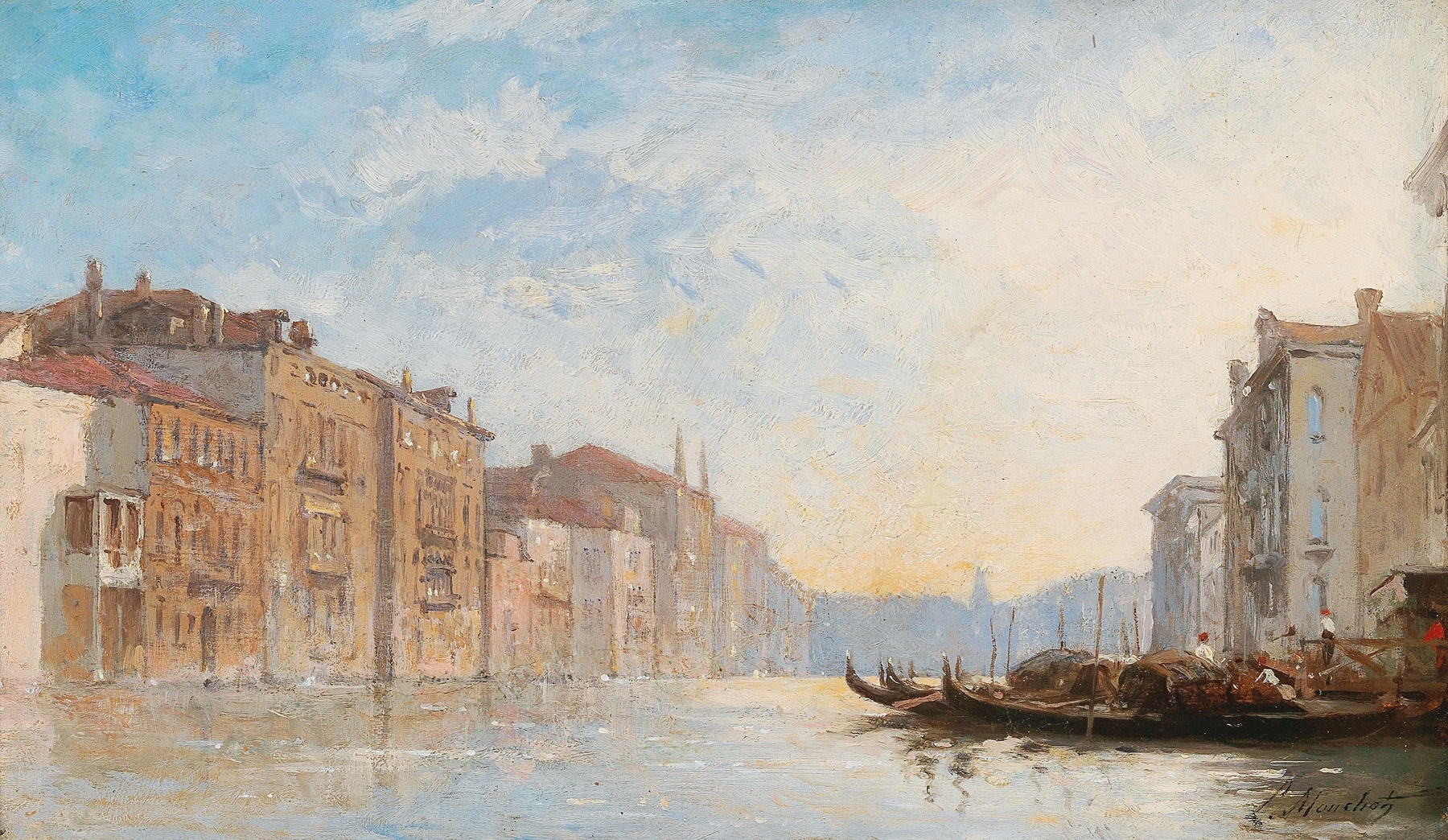 The Grand Canal, Venice by Louis Claude Mouchot, oil on canvas