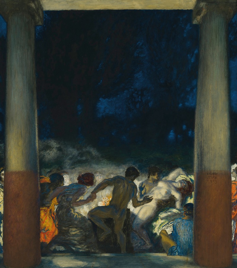Franz von Stuck's *Bacchanal* captures a vibrant celebration of mythological themes.