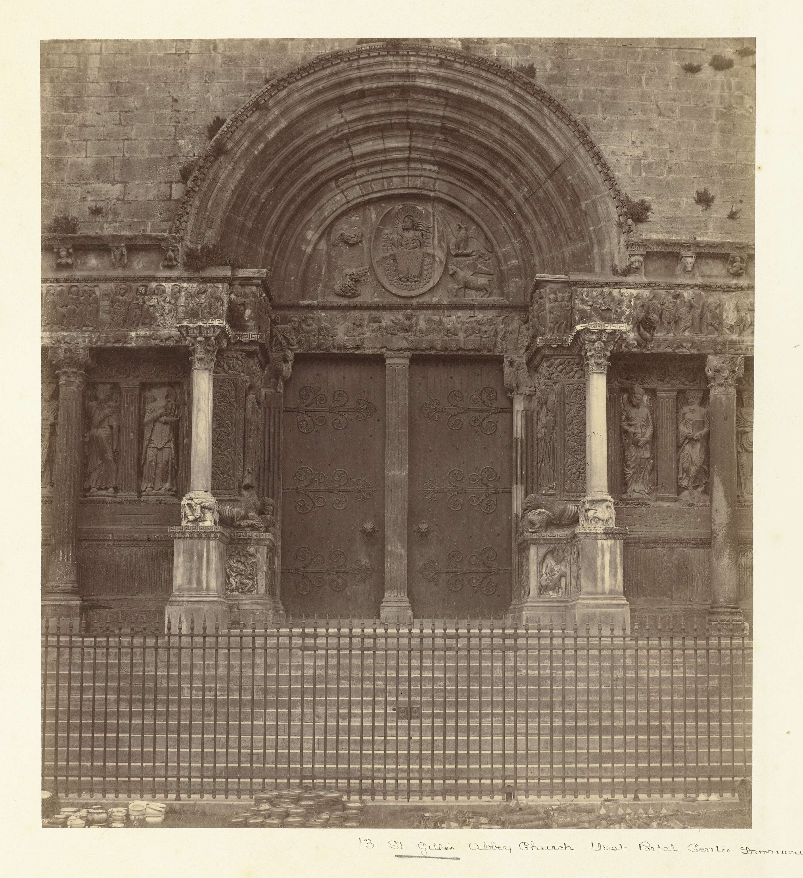 Gothic portal with intricate carvings, albumen print by Unknown Artist