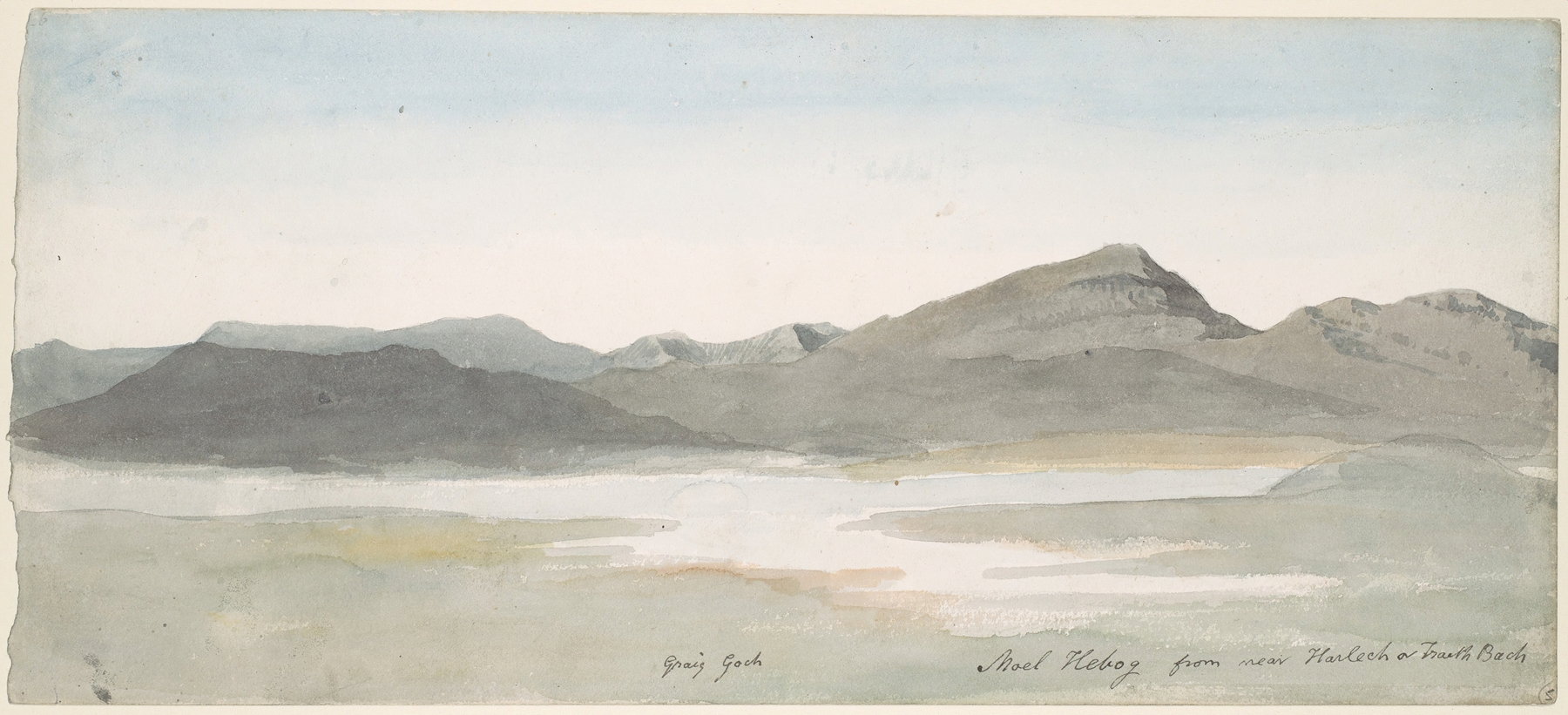 Craig Goch, Moel Hebog by Cornelius Varley, watercolor on paper