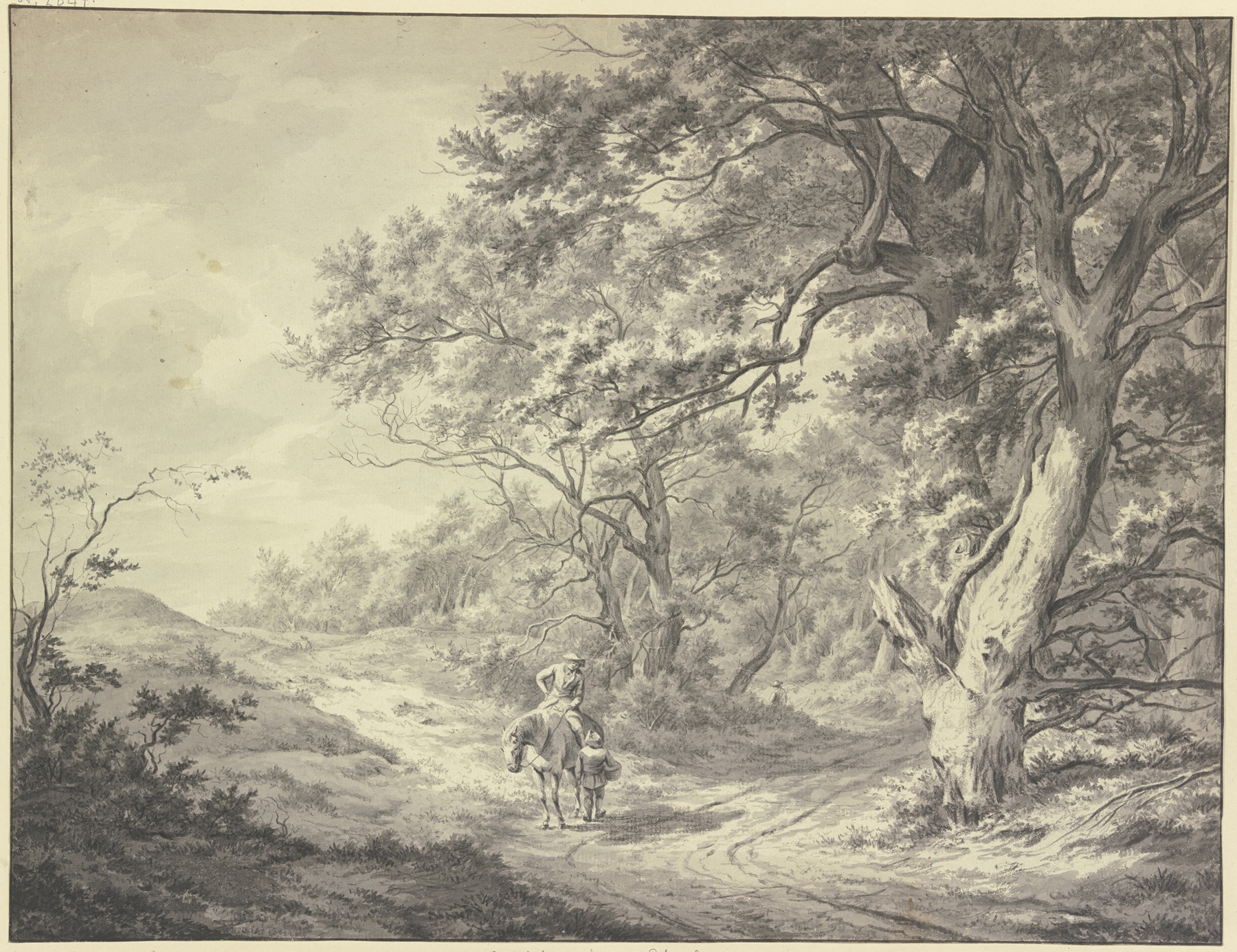 Landscape depicting a forest path with foliage by Franciscus Andreas Milatz