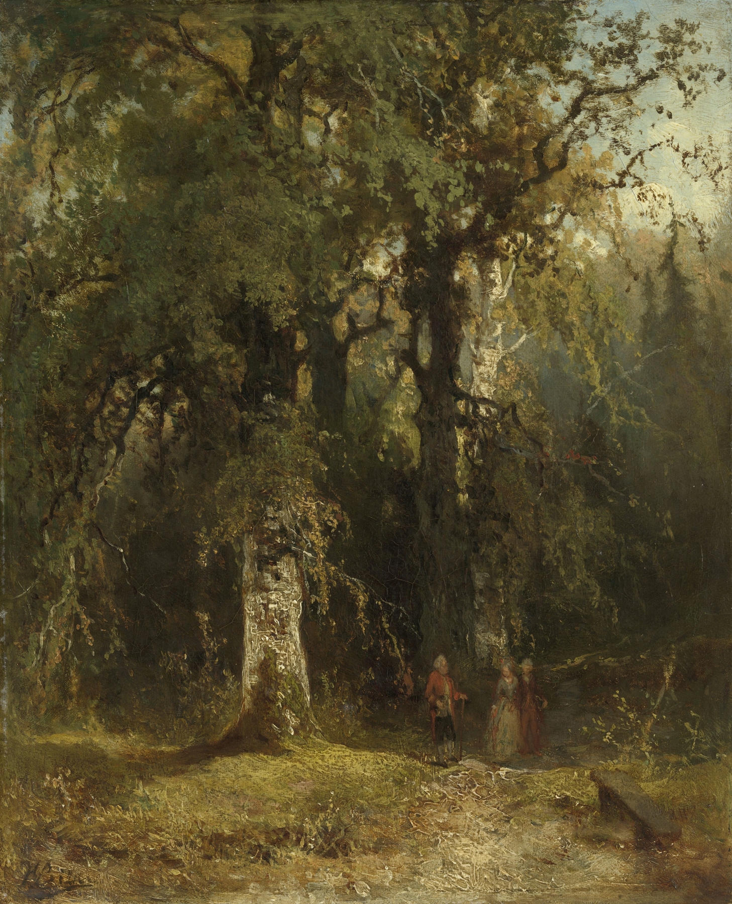 Landscape with vibrant green foliage by Johannes Wernardus Bilders, oil painting.