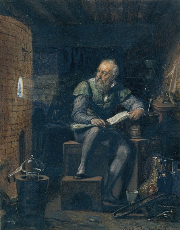 Paul Delaroche's 'Palissy in his Workshop' depicts a historical scene with vibrant colors and intricate details.