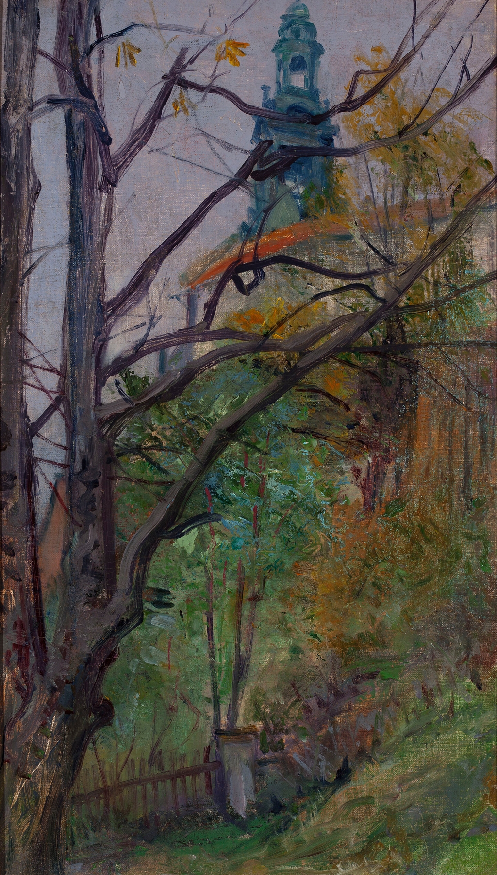 View of the Wawel Castle by Stanisław Wyspiański, oil painting depicting a castle surrounded by nature
