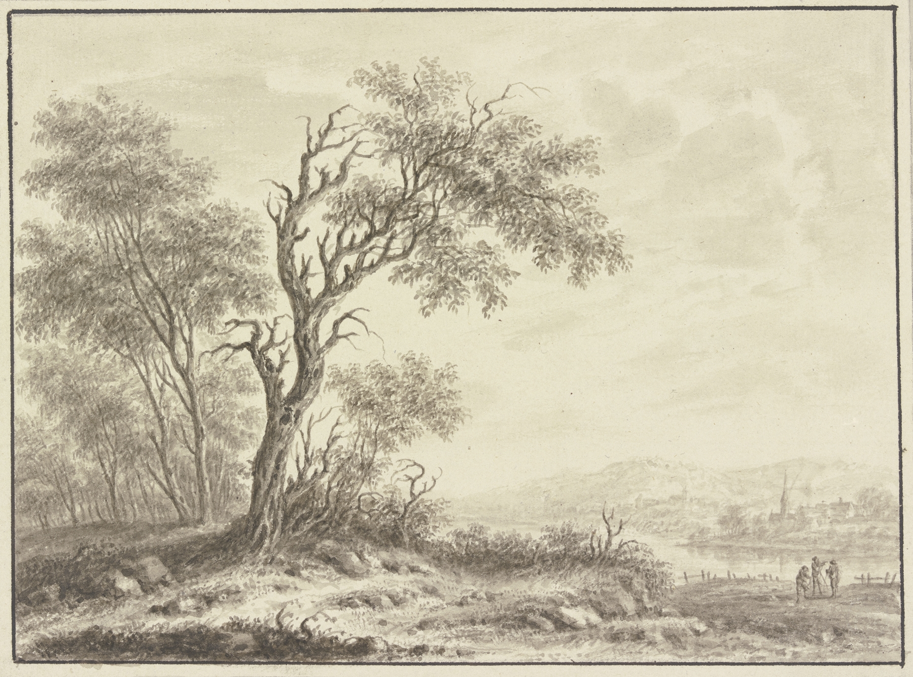 Landscape with trees and a river by Johann Caspar Zehender, medium unknown.