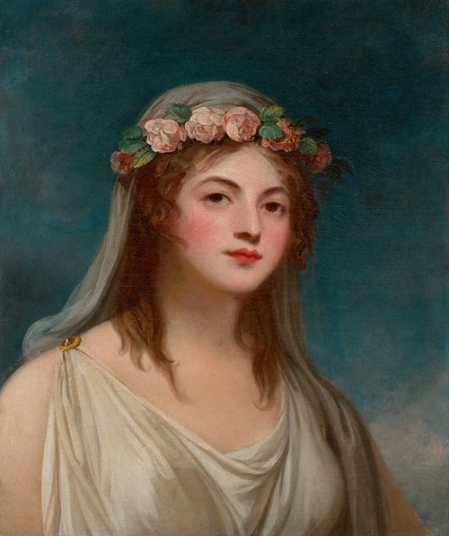 Portrait of a lady, traditionally identified as Emma Hamilton by George Romney.