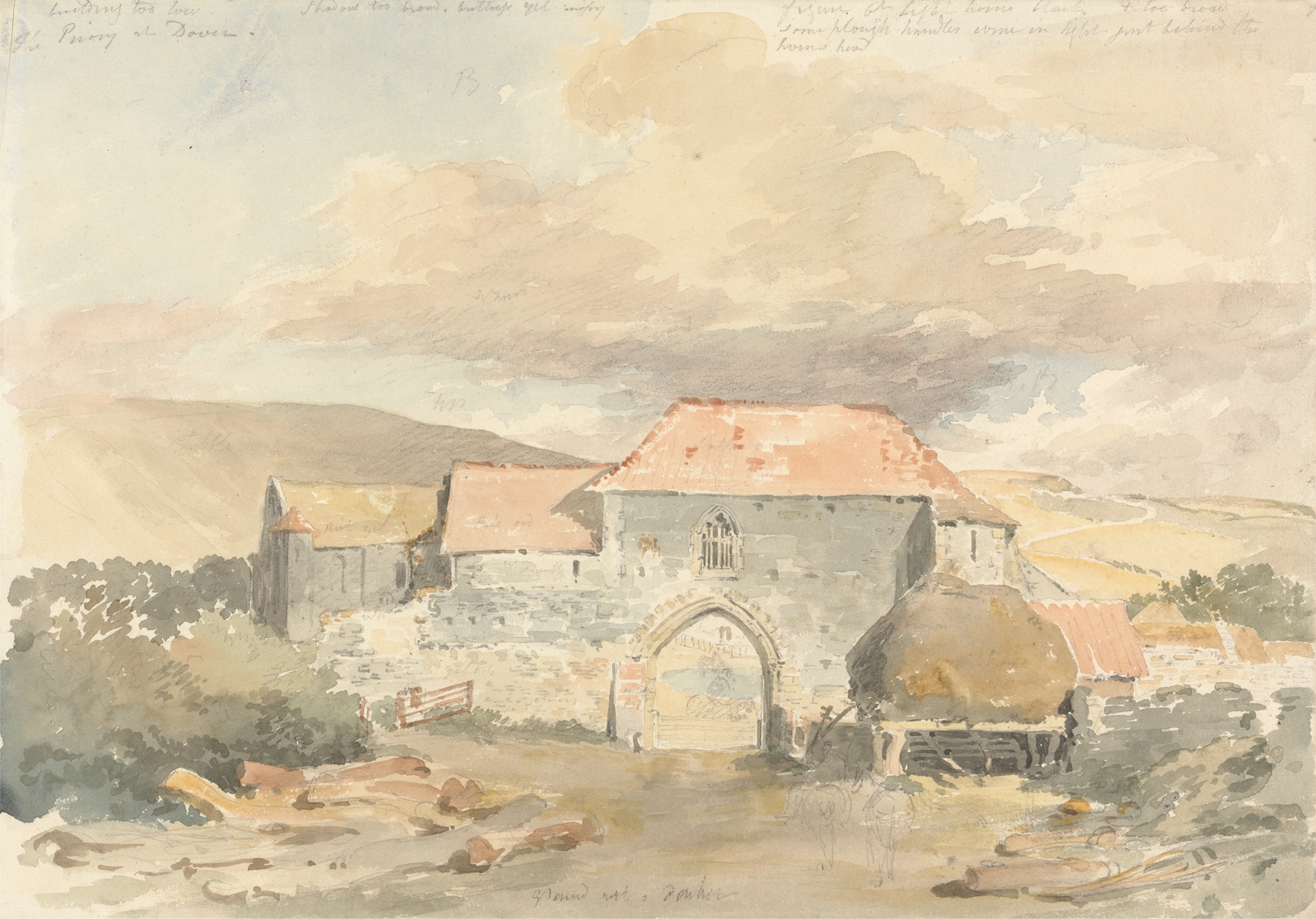 Landscape featuring a crumbling priory in the countryside by William Sawrey Gilpin