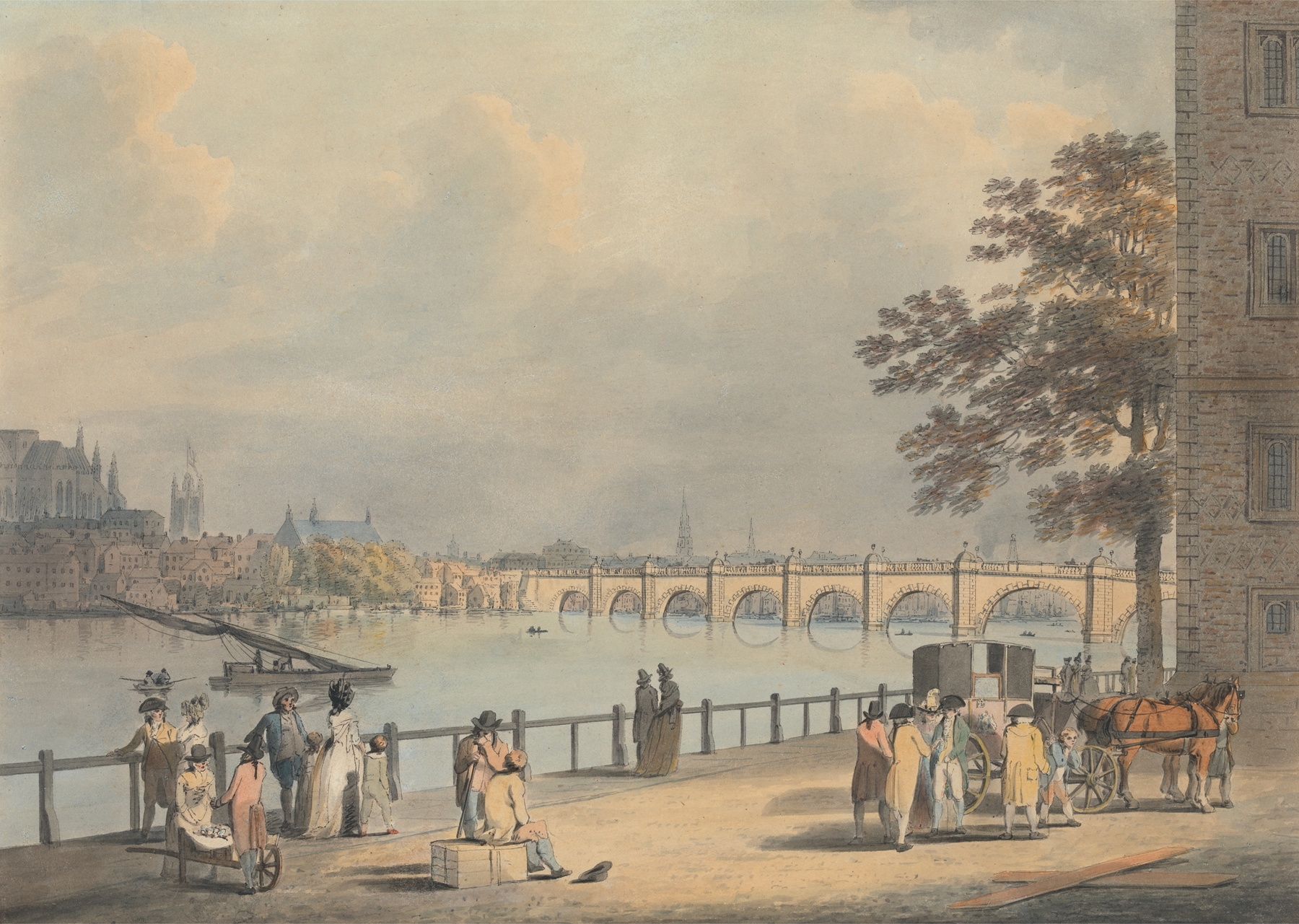 Landscape of Westminster from the South Bank by Francis Nicholson, oil painting