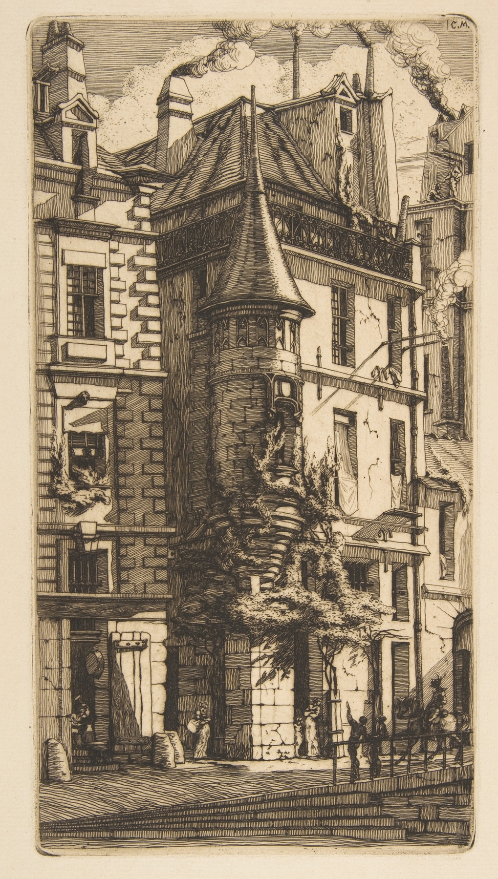 House with a Turret, rue de la Tixéranderie, Paris, by Charles Meryon, public domain