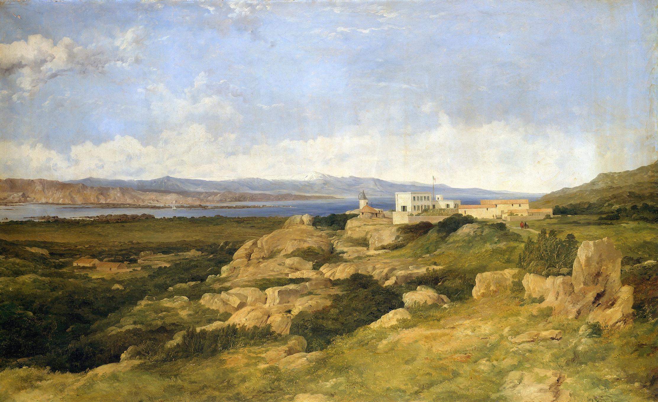 Landscape oil painting by Frederick Richard Lee depicting General Garibaldi’s Residence at Caprera
