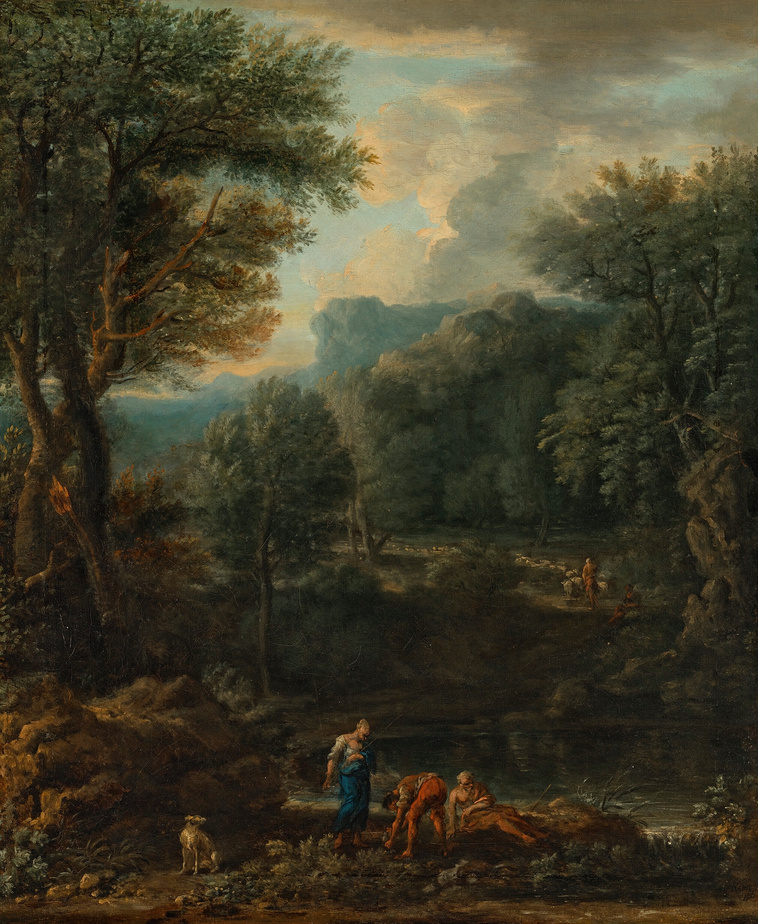 Romanticism landscape by John Wootton featuring rolling hills and tranquil water, unknown medium